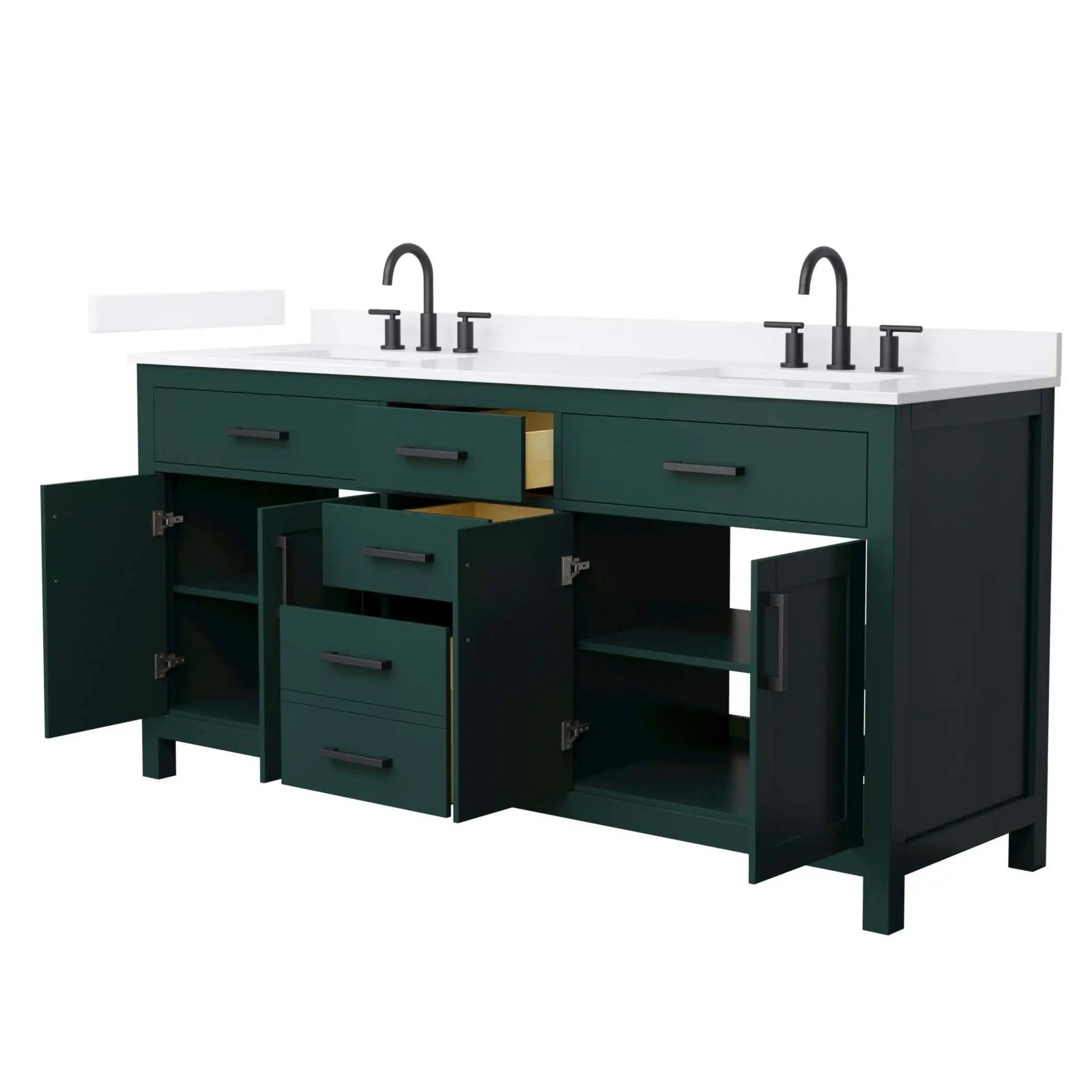 72" Beckett Double Bathroom Vanity in Green with Matte Black Trim by Wyndham