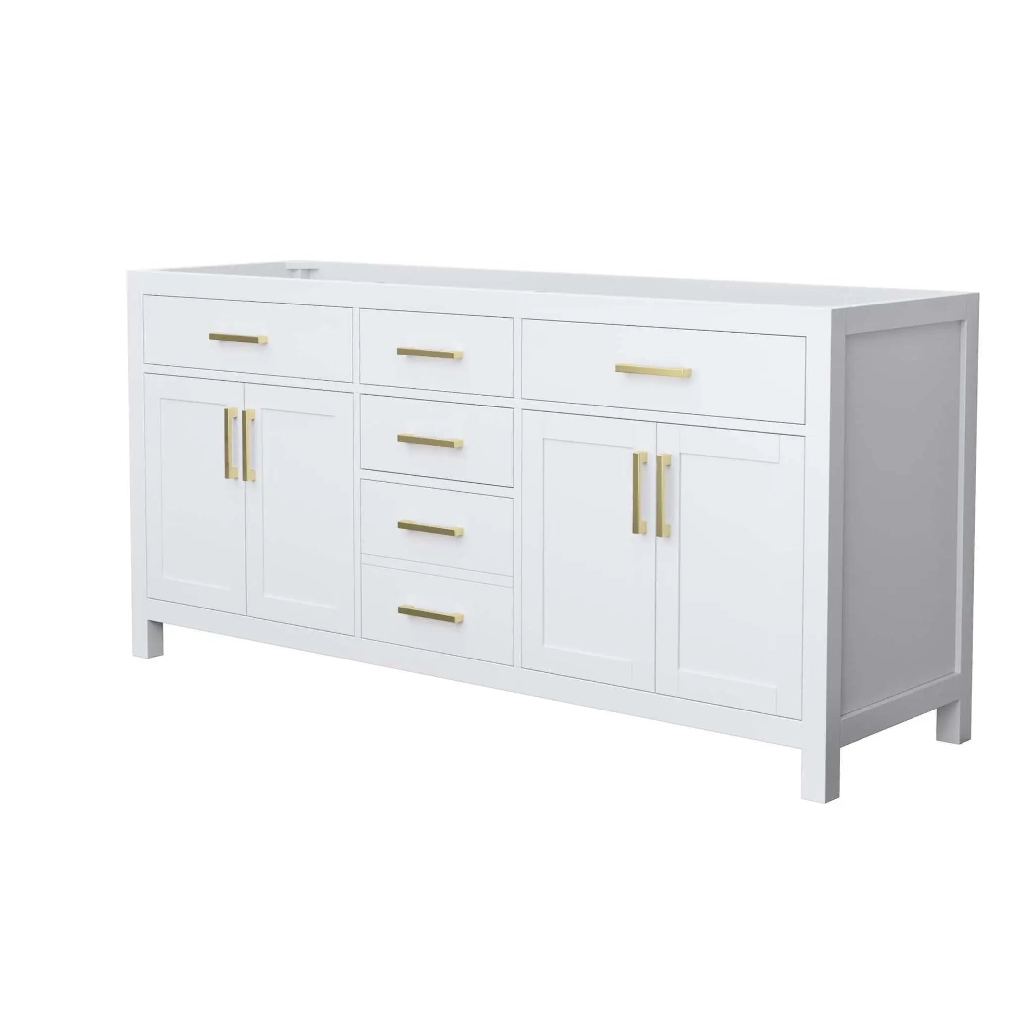 72" Beckett Double Bathroom Vanity in White with Brushed Gold Trim by Wyndham