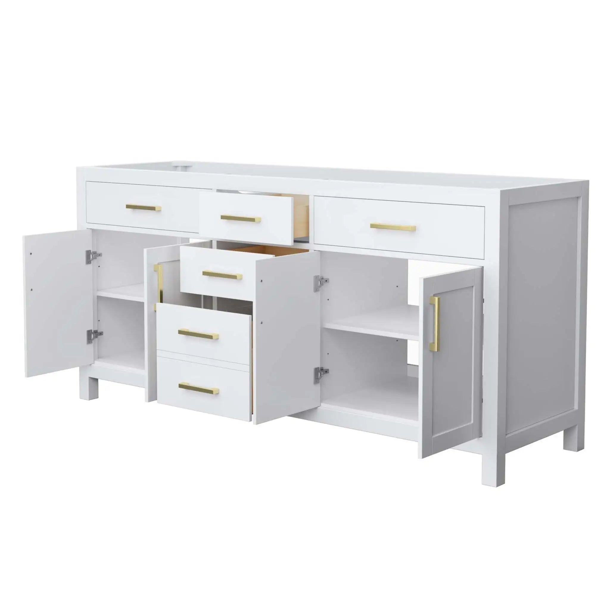 72" Beckett Double Bathroom Vanity in White with Brushed Gold Trim by Wyndham