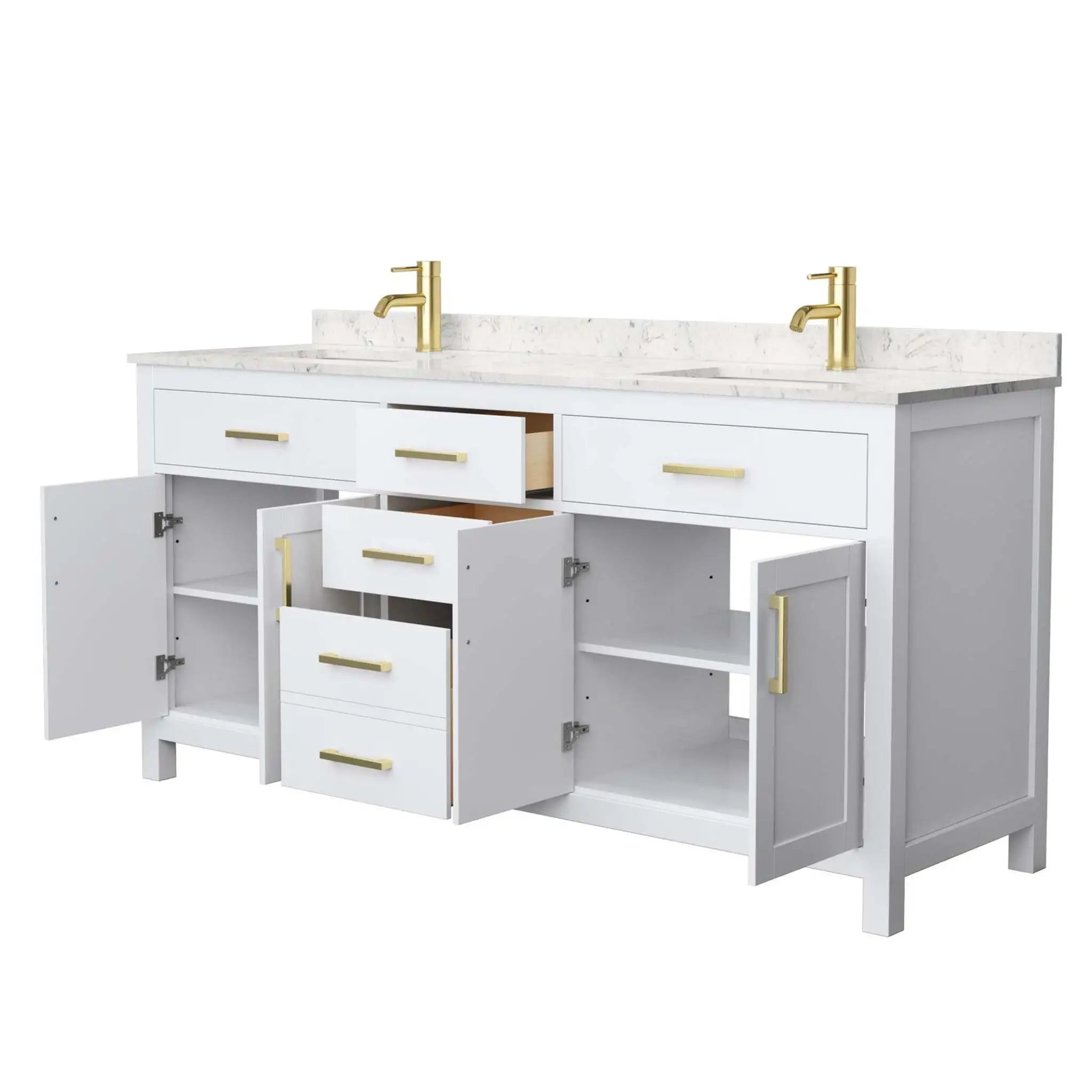 72" Beckett Double Bathroom Vanity in White with Brushed Gold Trim by Wyndham