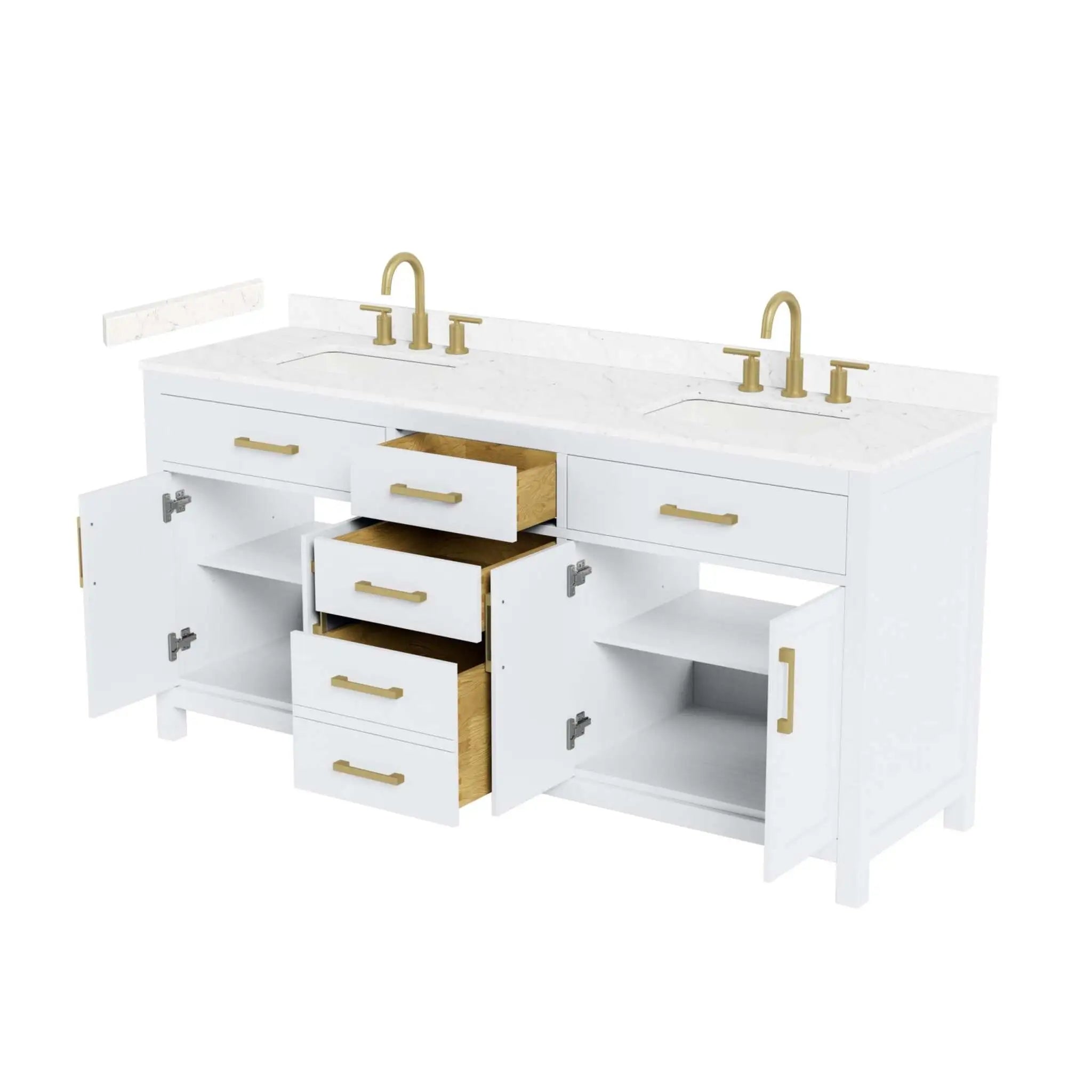 72" Beckett Double Bathroom Vanity in White with Brushed Gold Trim by Wyndham