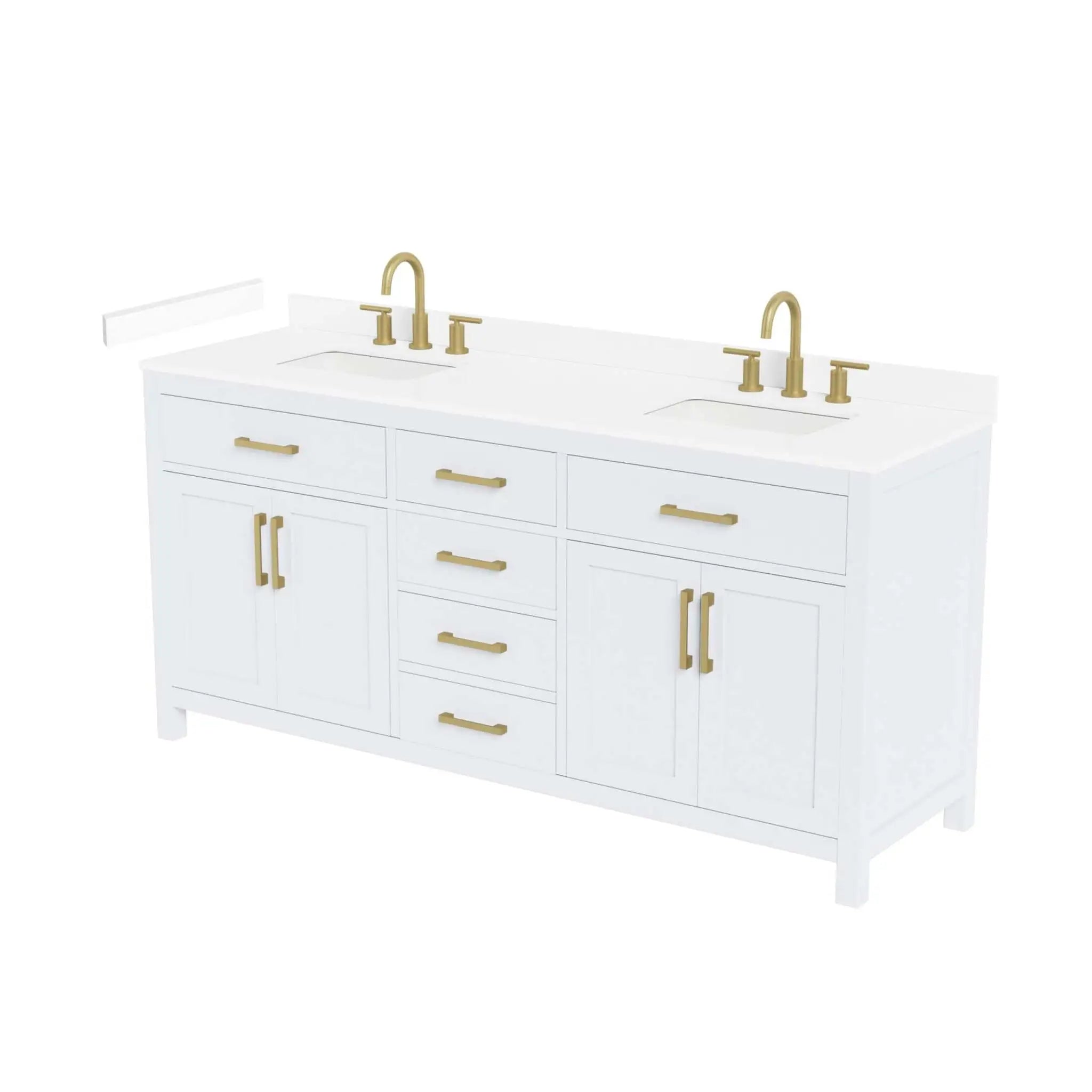 72" Beckett Double Bathroom Vanity in White with Brushed Gold Trim by Wyndham
