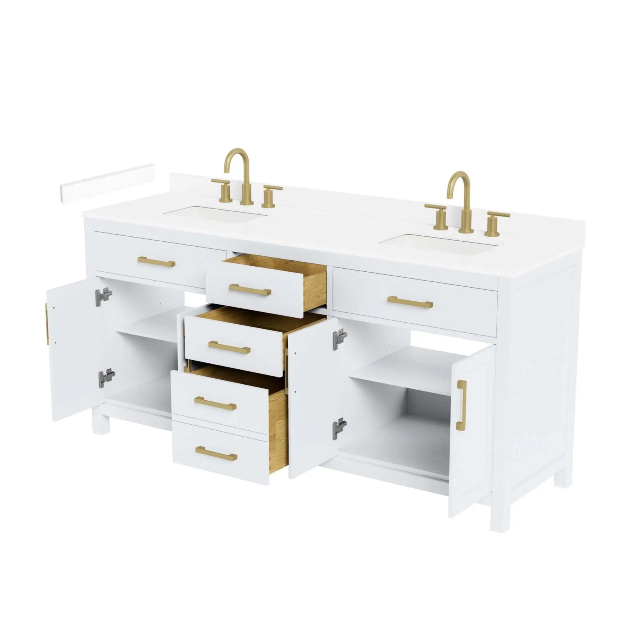 72" Beckett Double Bathroom Vanity in White with Brushed Gold Trim by Wyndham