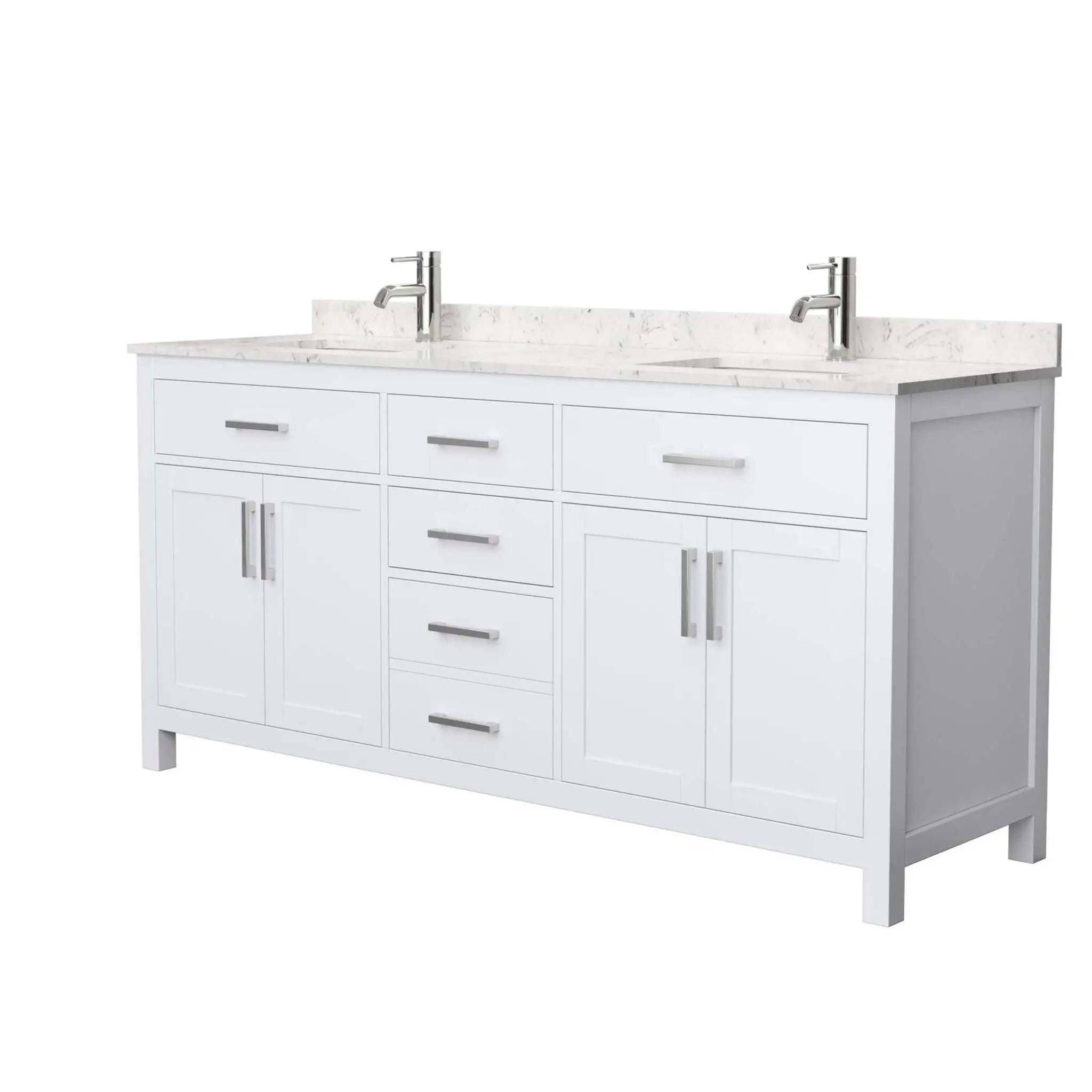 72" Beckett Double Bathroom Vanity in White with Brushed Nickel Trim by Wyndham