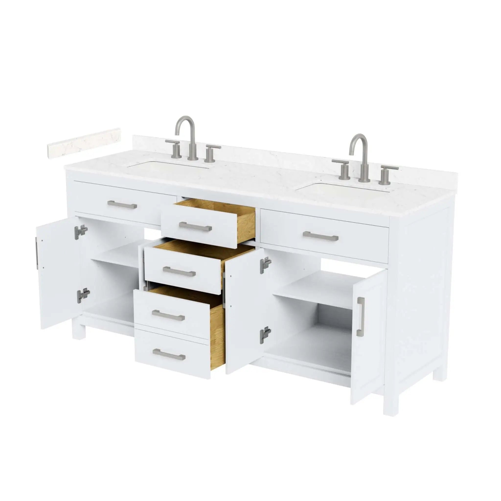 72" Beckett Double Bathroom Vanity in White with Brushed Nickel Trim by Wyndham