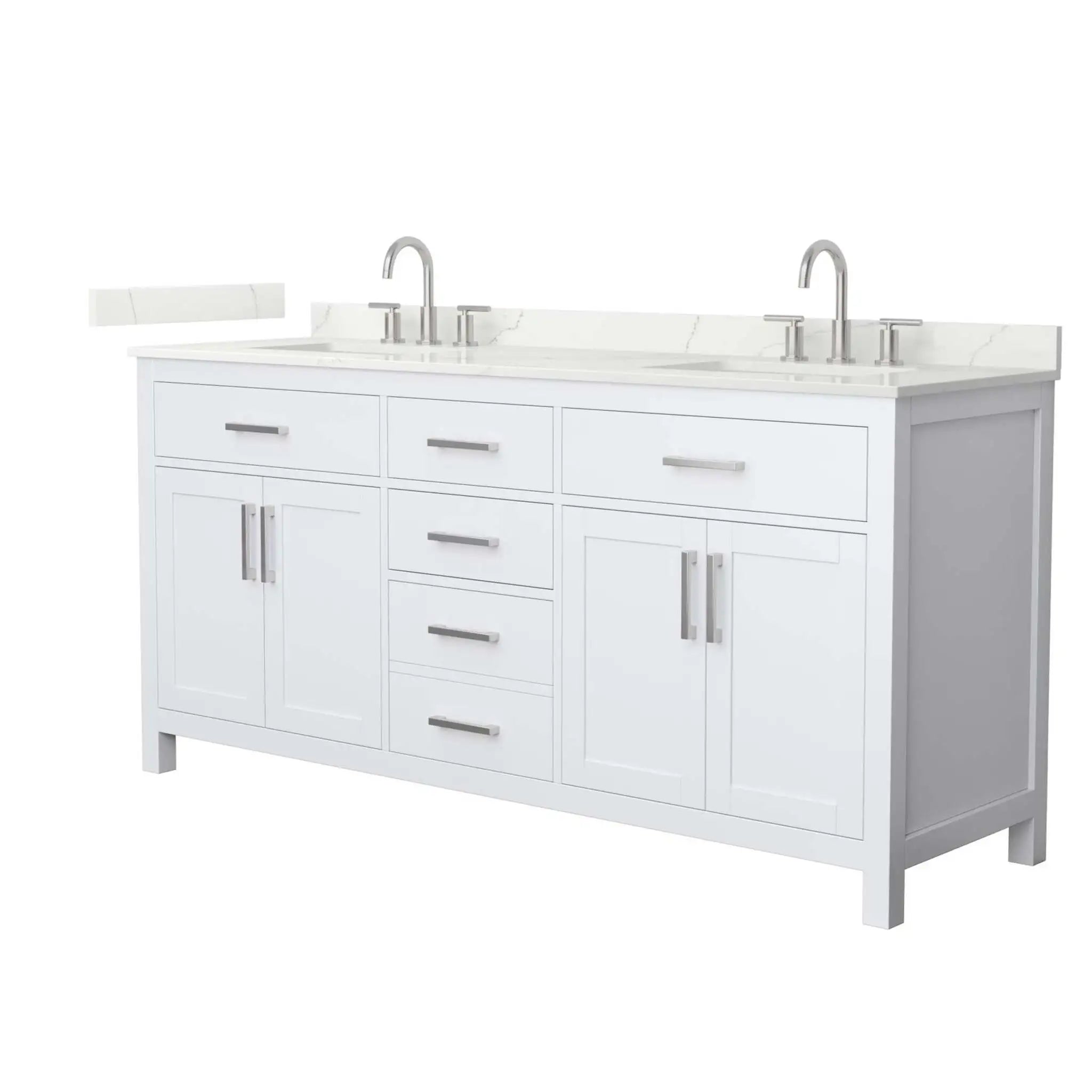 72" Beckett Double Bathroom Vanity in White with Brushed Nickel Trim by Wyndham