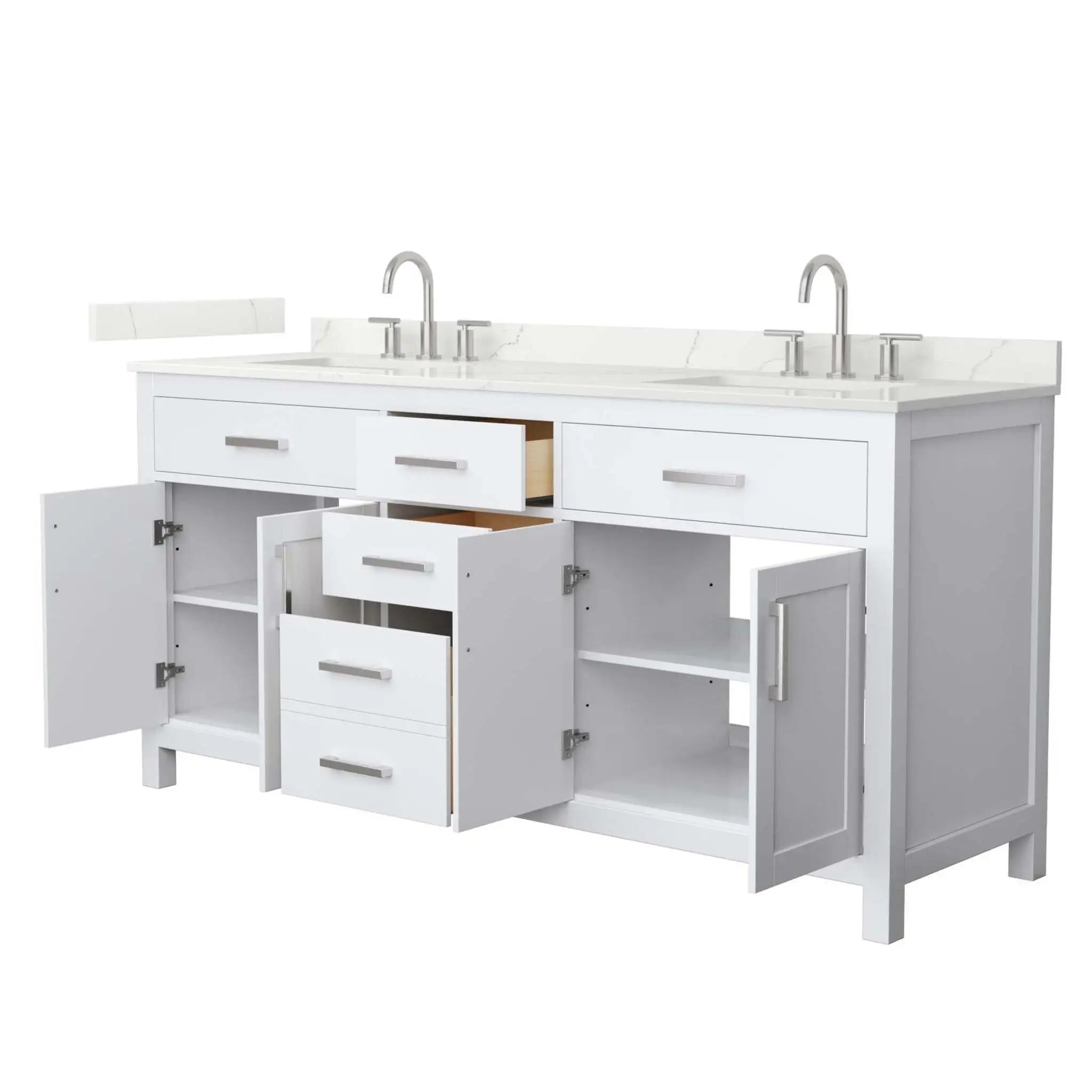 72" Beckett Double Bathroom Vanity in White with Brushed Nickel Trim by Wyndham
