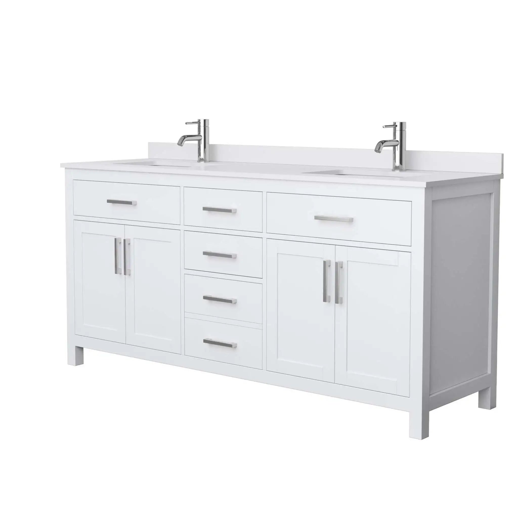 72" Beckett Double Bathroom Vanity in White with Brushed Nickel Trim by Wyndham