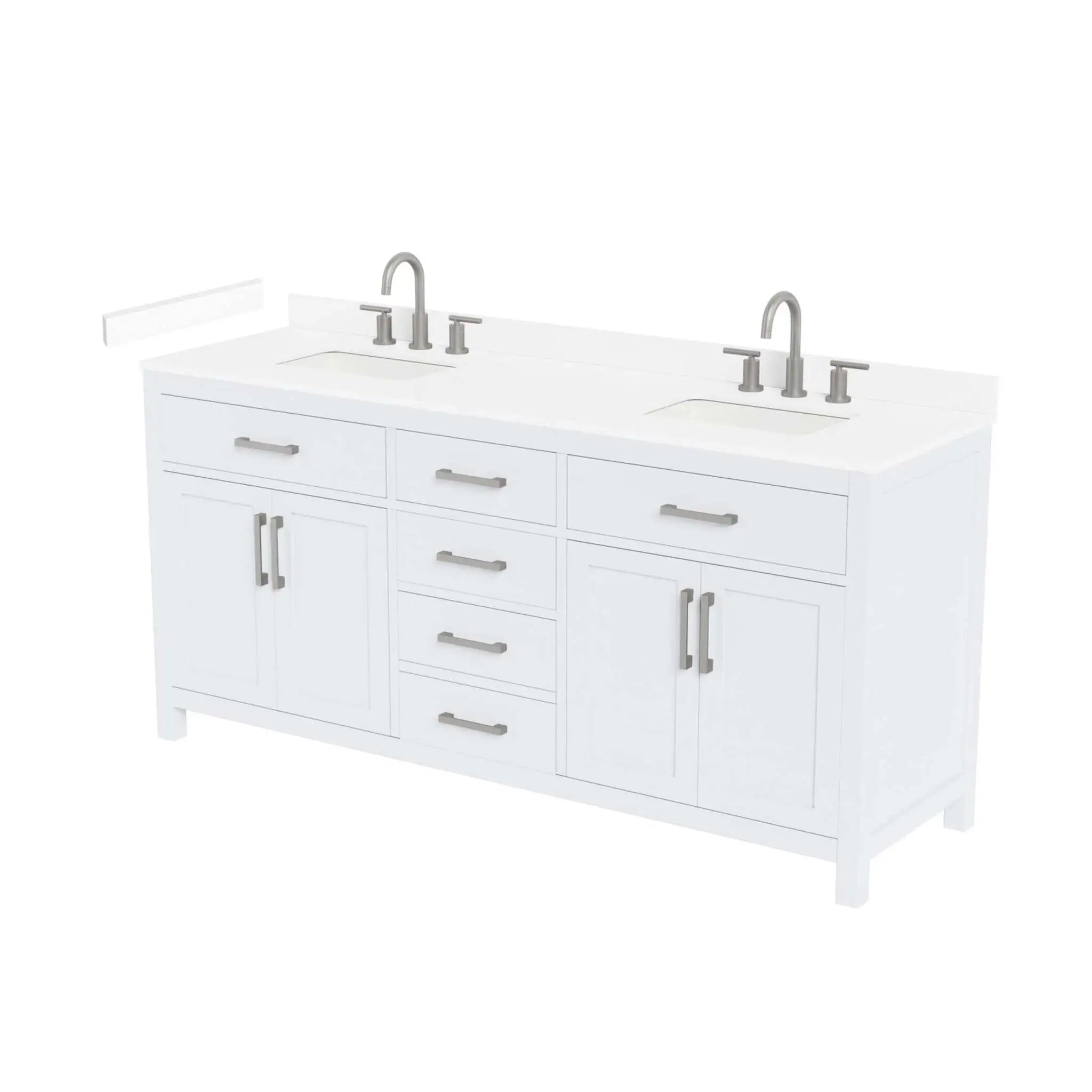 72" Beckett Double Bathroom Vanity in White with Brushed Nickel Trim by Wyndham