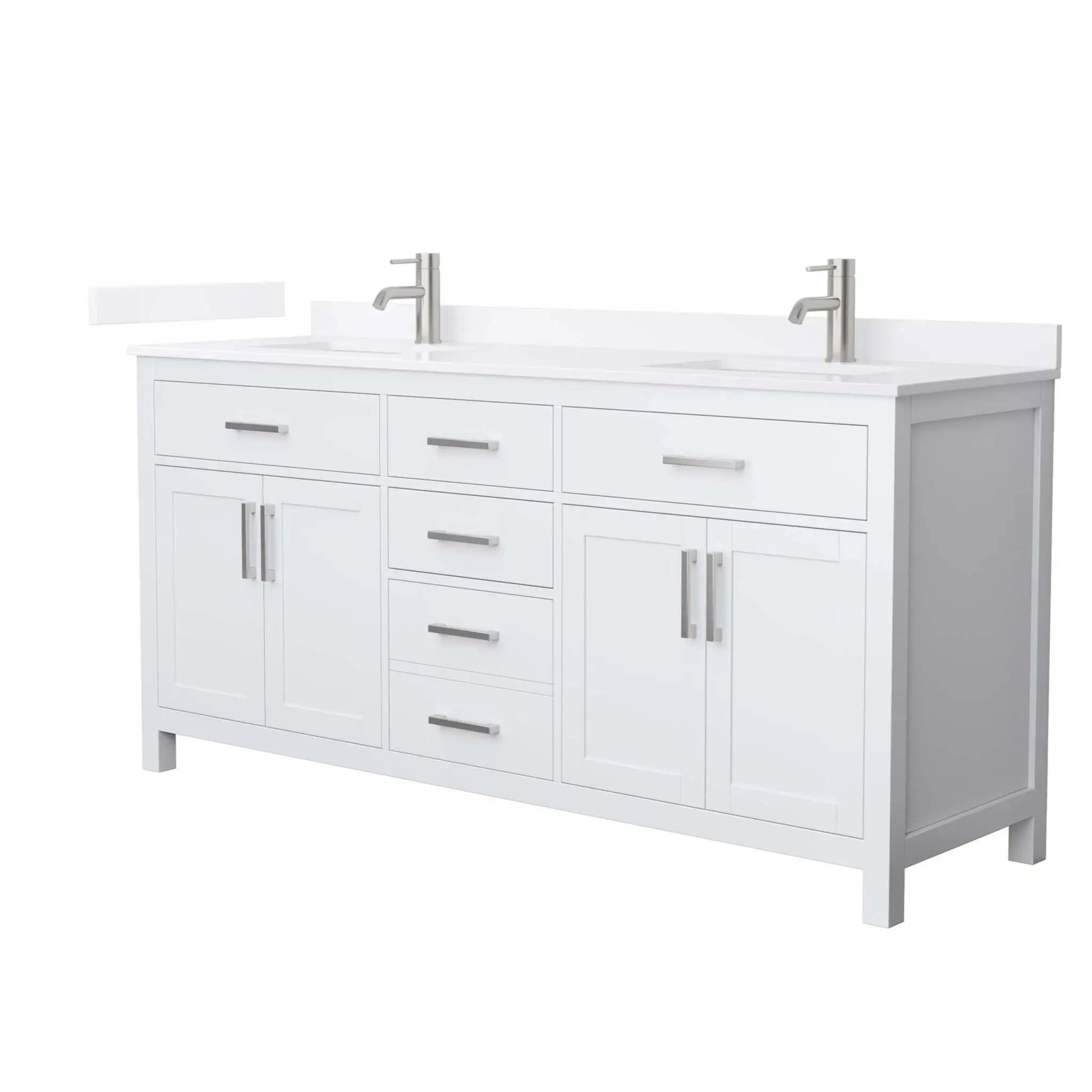 72" Beckett Double Bathroom Vanity in White with Brushed Nickel Trim by Wyndham