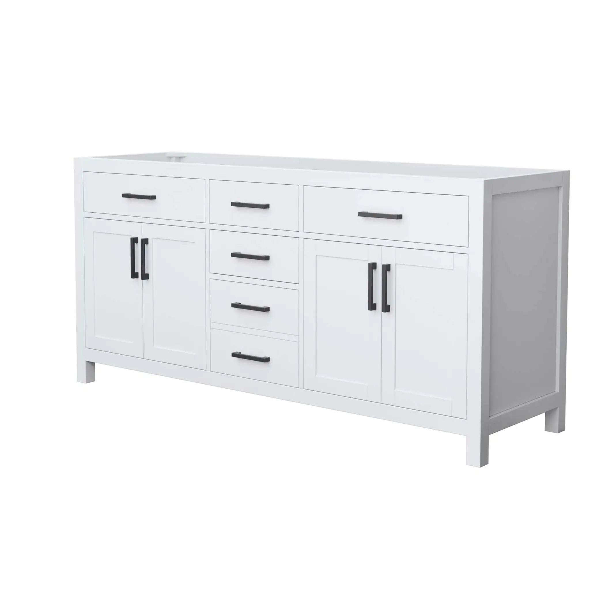 72" Beckett Double Bathroom Vanity in White with Matte Black Trim by Wyndham