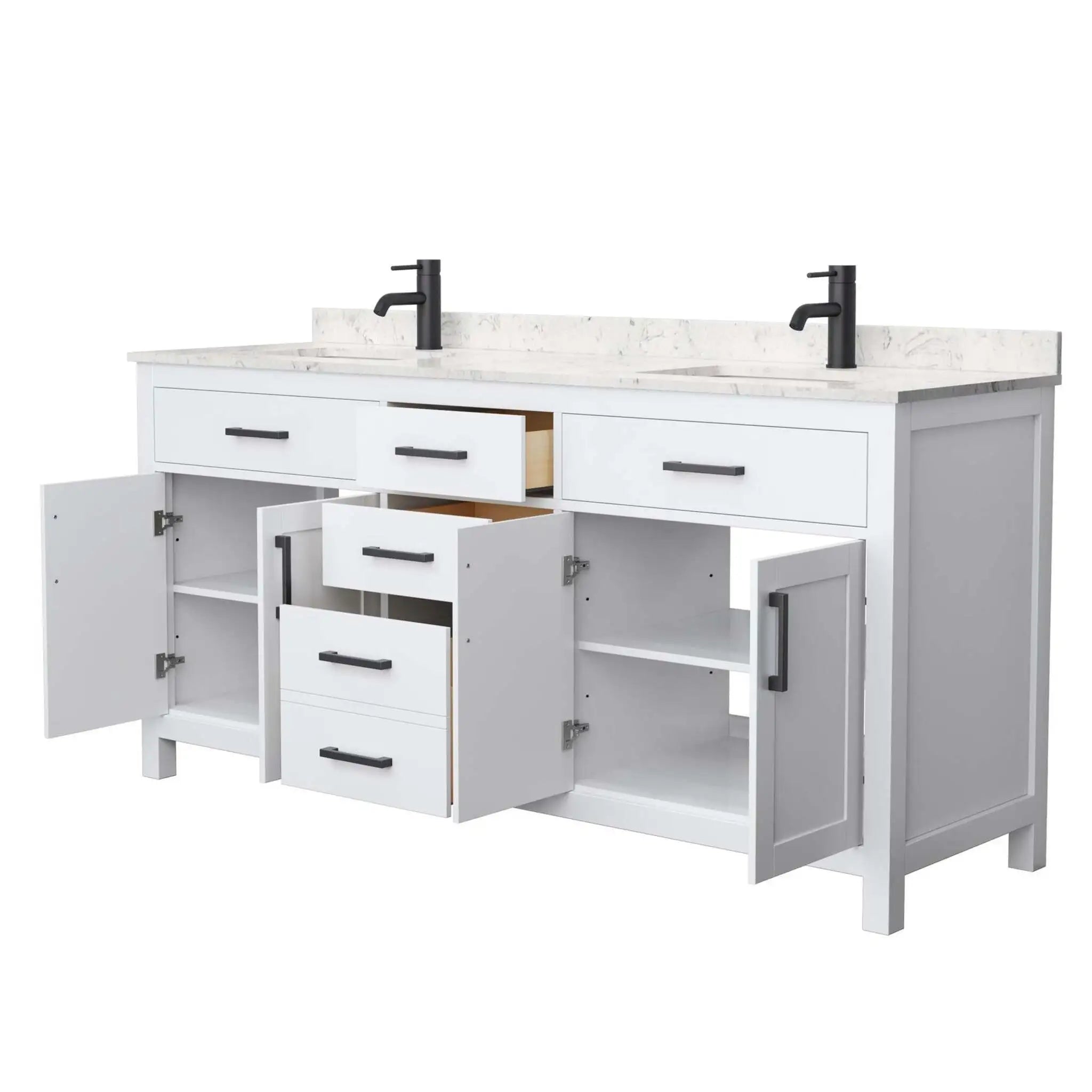 72" Beckett Double Bathroom Vanity in White with Matte Black Trim by Wyndham