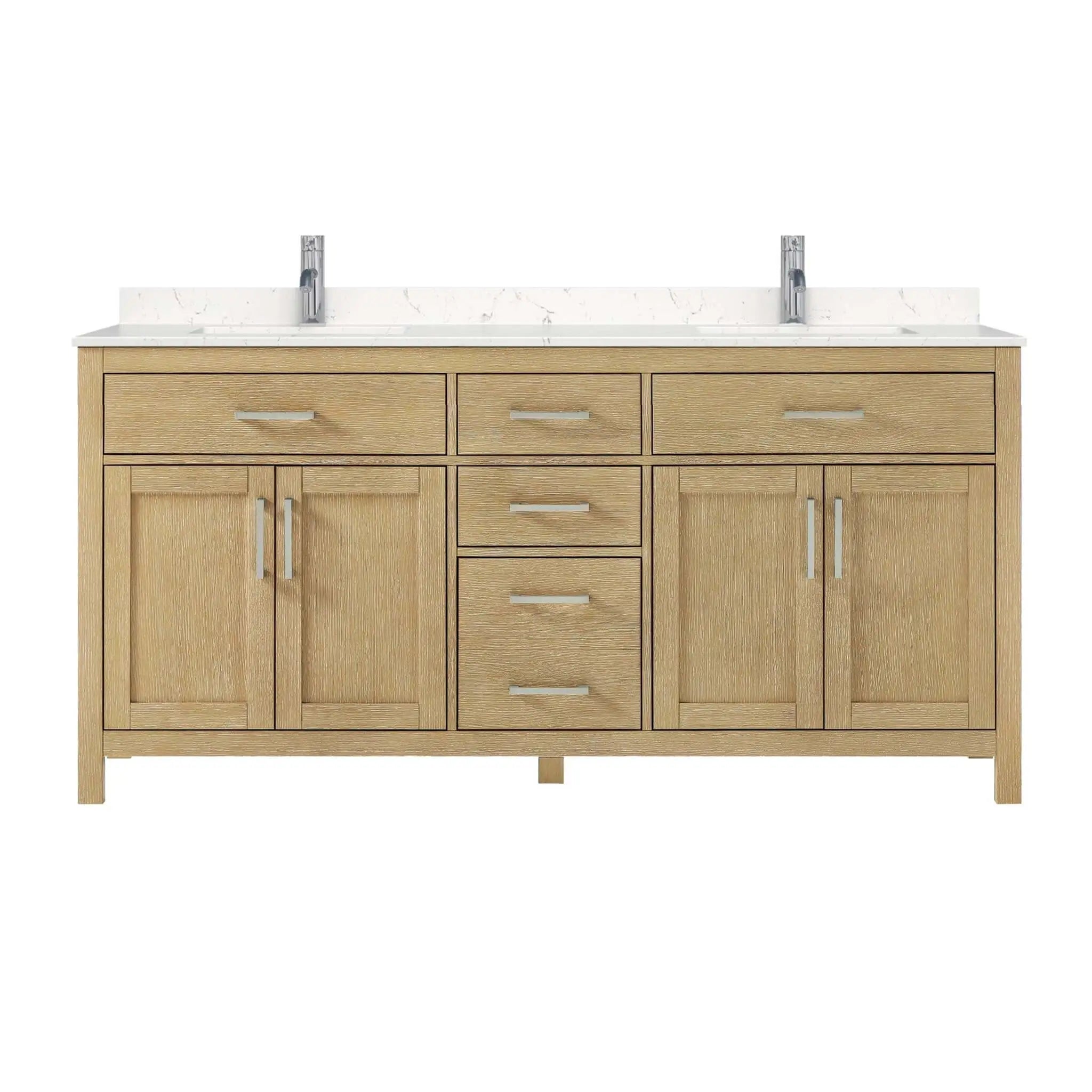 72" Beckett Double Bathroom Vanity in Whitewashed Oak with Brushed Nickel Trim by Wyndham