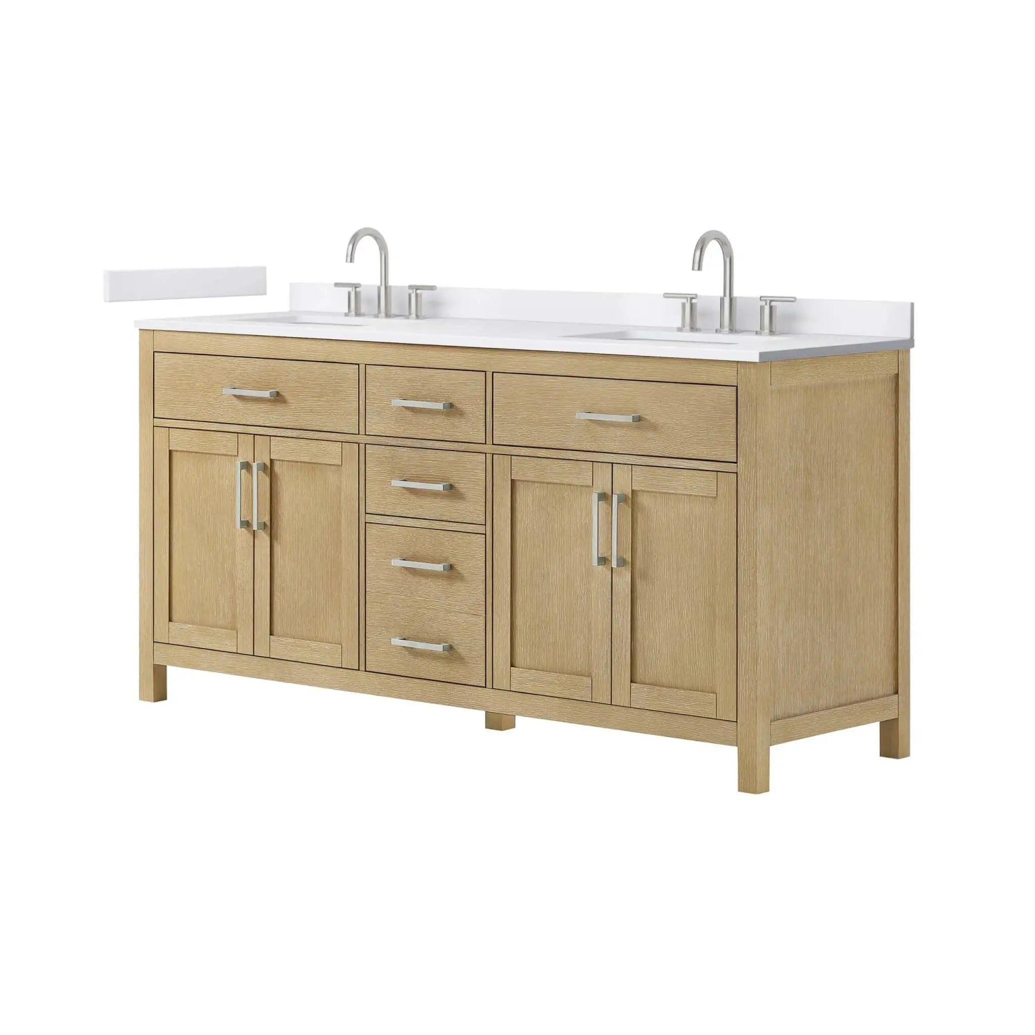 72" Beckett Double Bathroom Vanity in Whitewashed Oak with Brushed Nickel Trim by Wyndham