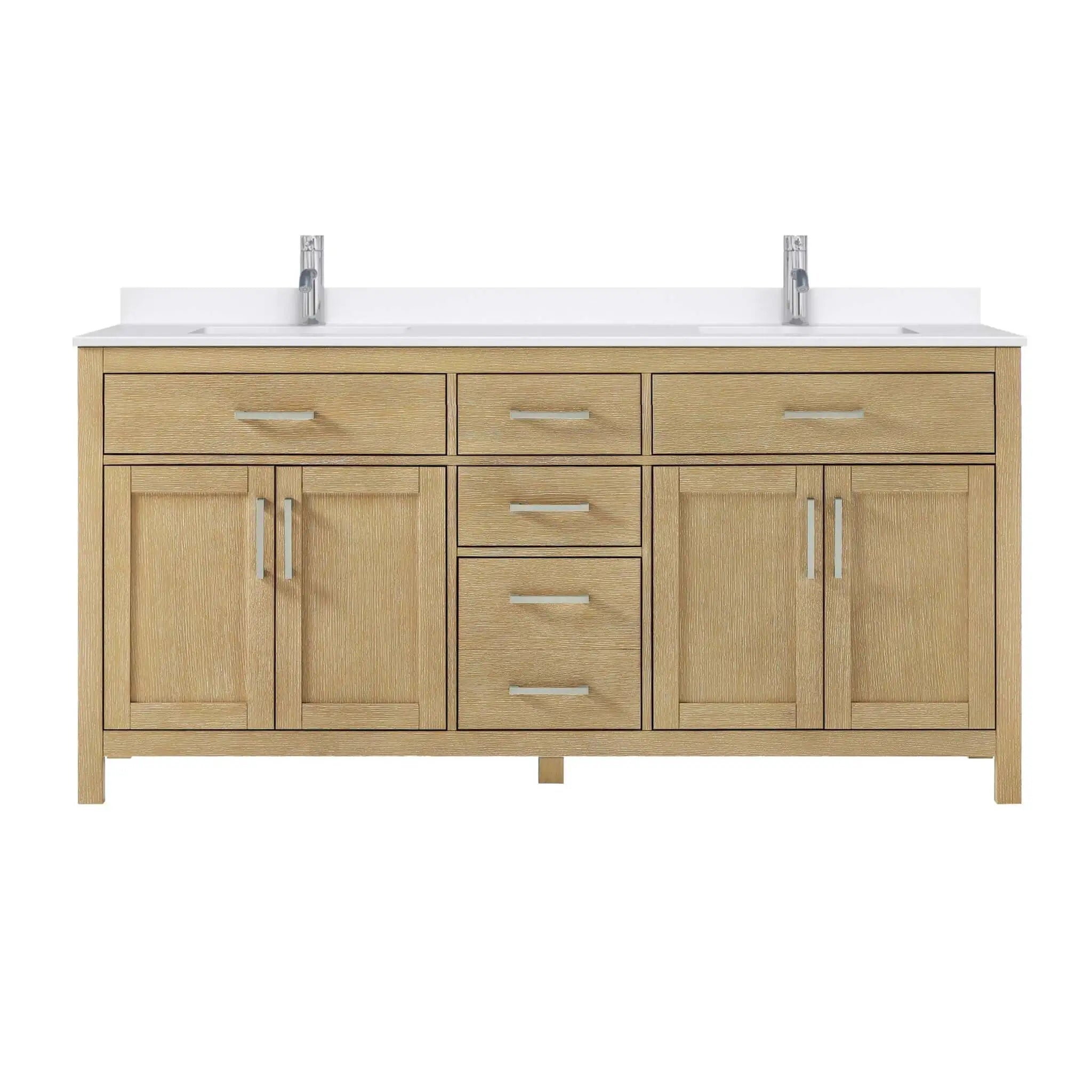 72" Beckett Double Bathroom Vanity in Whitewashed Oak with Brushed Nickel Trim by Wyndham