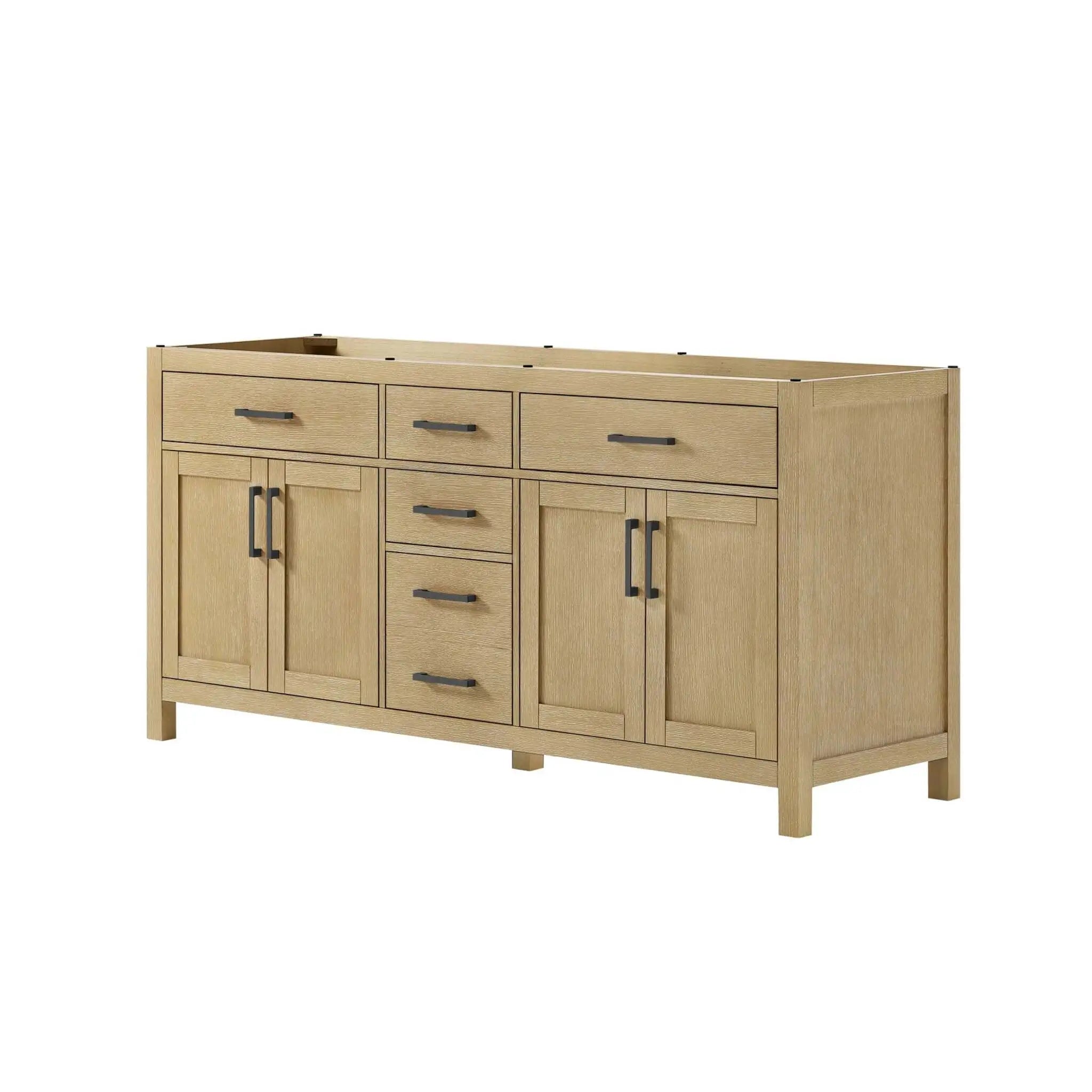 72" Beckett Double Bathroom Vanity in Whitewashed Oak with Matte Black Trim by Wyndham