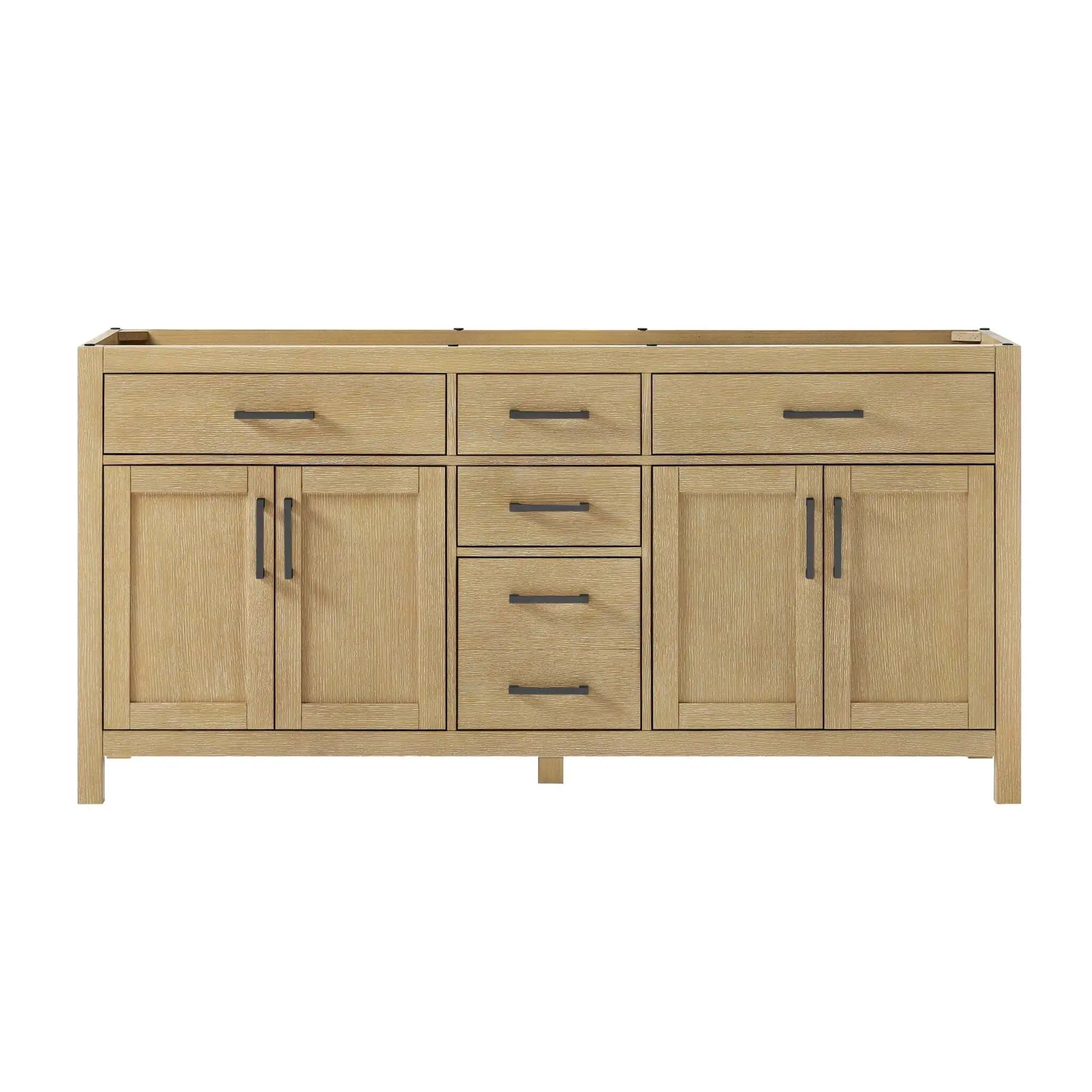 72" Beckett Double Bathroom Vanity in Whitewashed Oak with Matte Black Trim by Wyndham