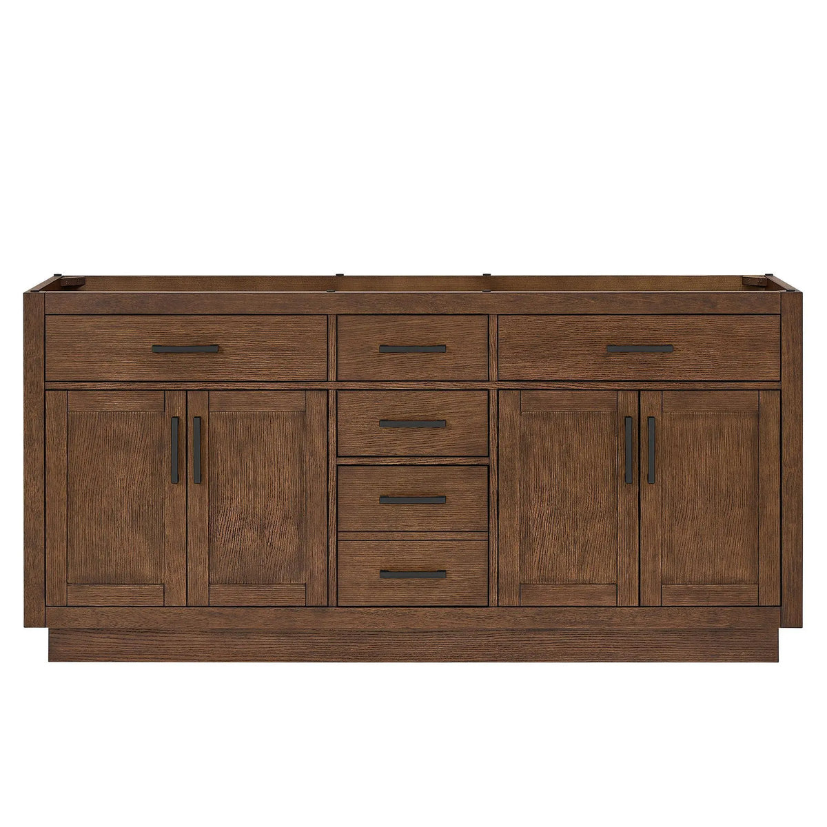 72" Beckett Double Bathroom Vanity with Toe Kick Dark Oak Matte Black Trim by wyndham View 41