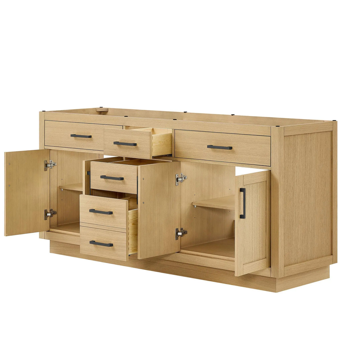 72" Beckett Double Bathroom Vanity with Toe Kick Rift Oak Matte Black Trim by wyndham View 42