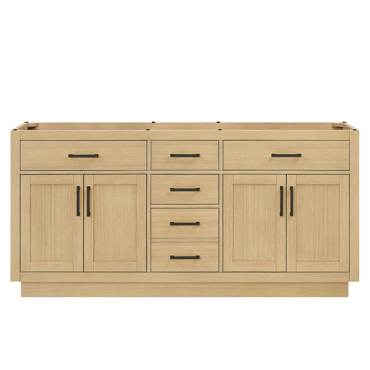 72" Beckett Double Bathroom Vanity with Toe Kick Rift Oak Matte Black Trim by wyndham View 41