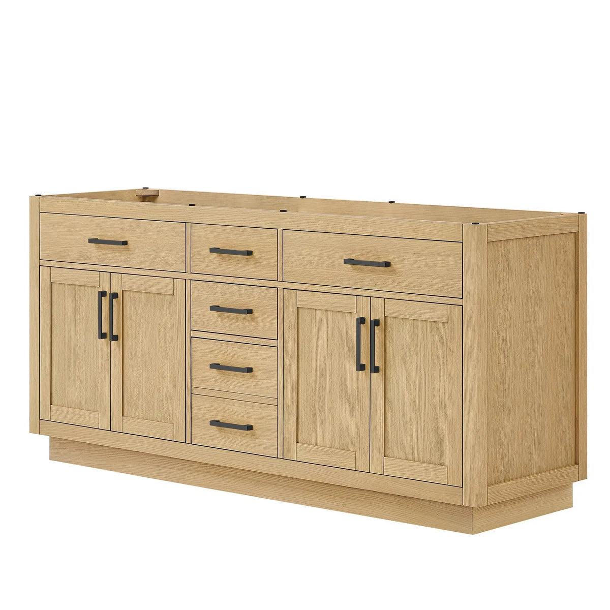72" Beckett Double Bathroom Vanity with Toe Kick Rift Oak Matte Black Trim by wyndham View 44