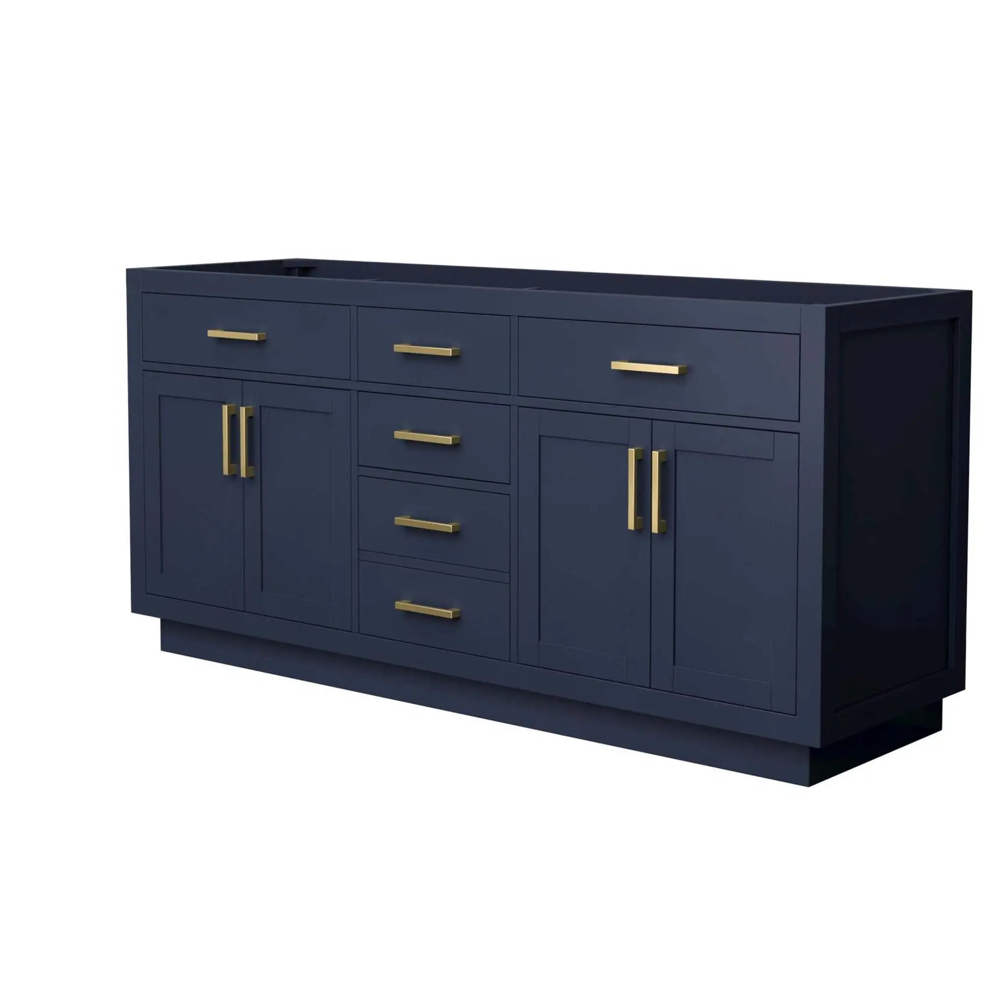 72" Beckett TK Beckett Double Bathroom Vanity with Toe Kick in Dark Blue with Brushed Gold Trim by Wyndham