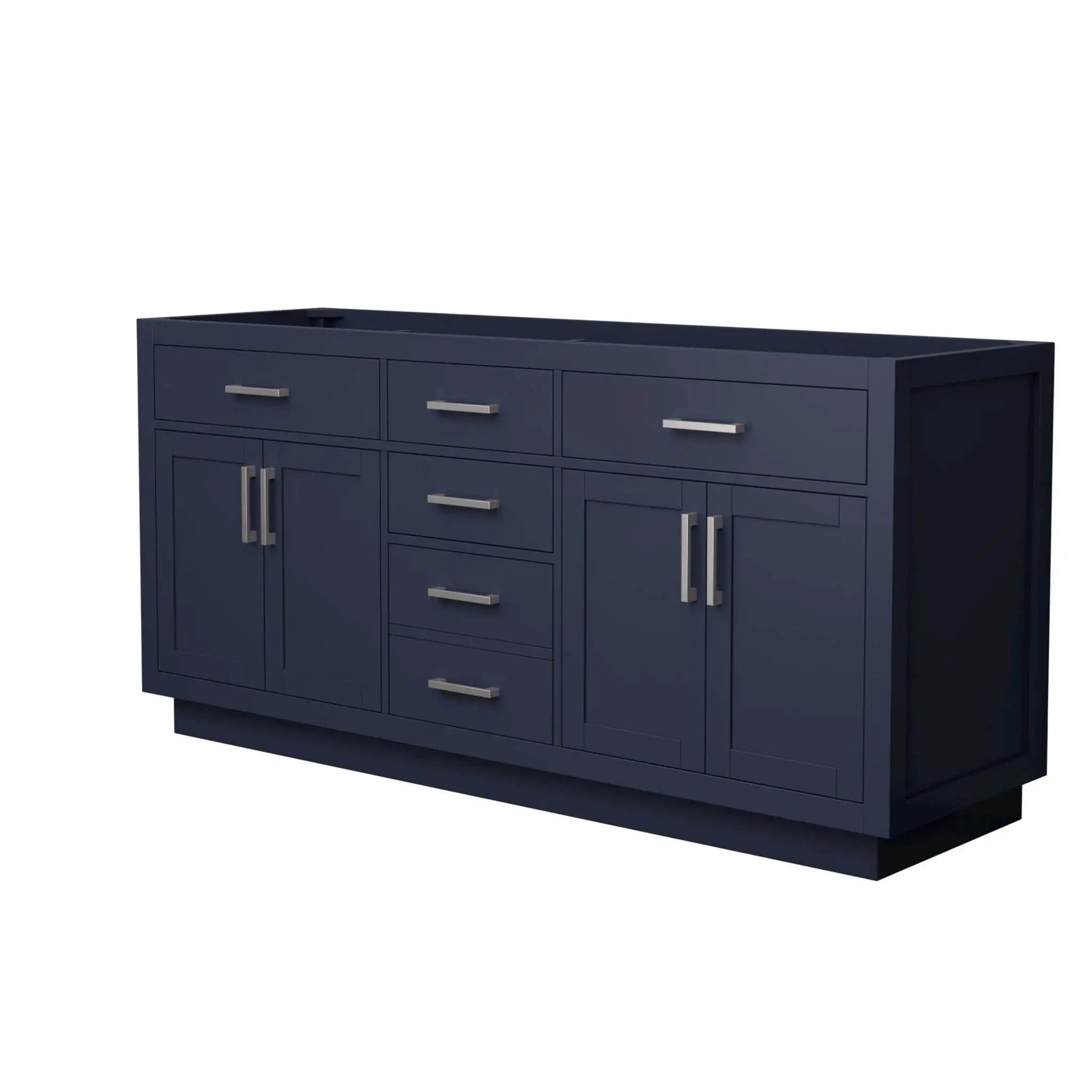72" Beckett TK Beckett Double Bathroom Vanity with Toe Kick in Dark Blue with Brushed Nickel Trim by Wyndham
