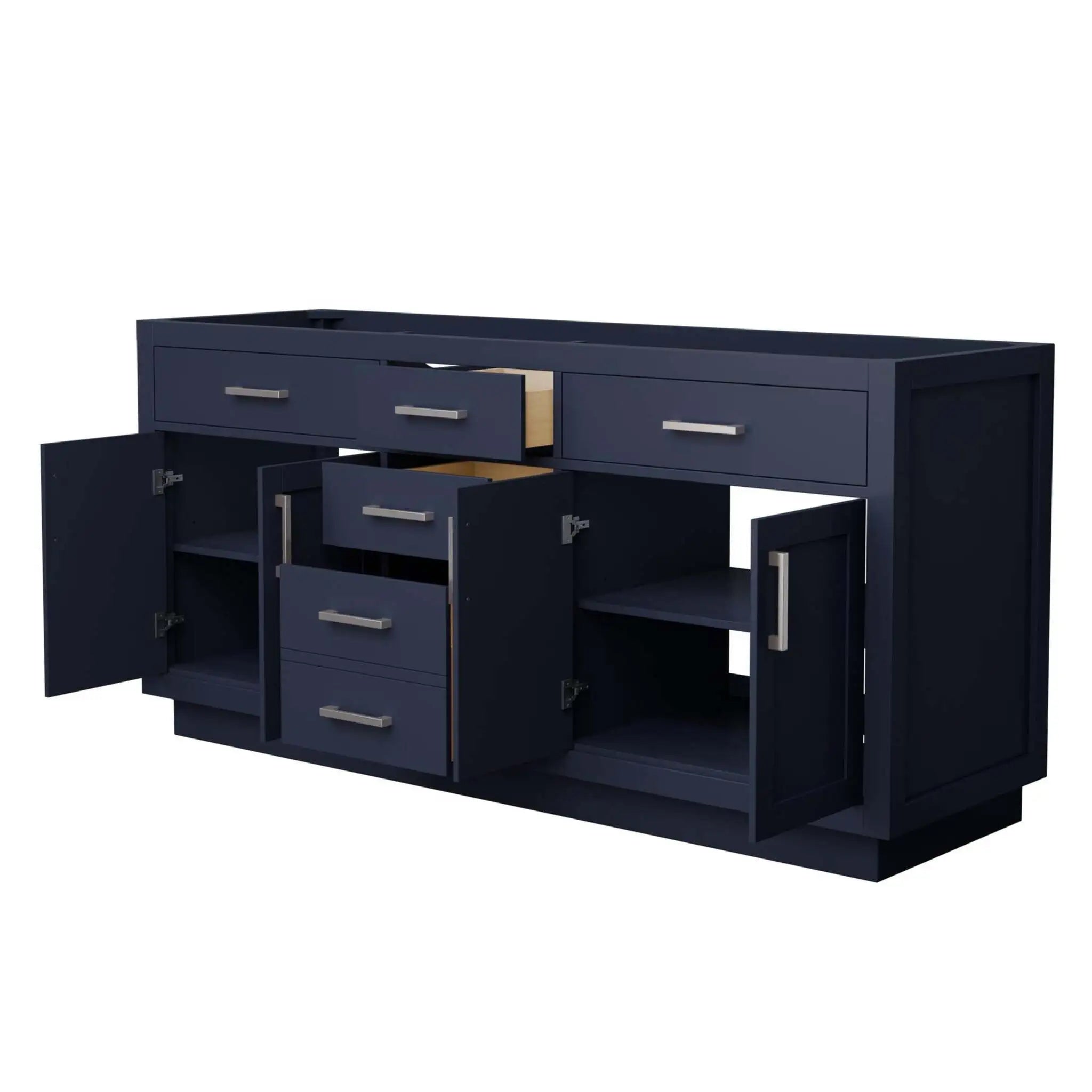 72" Beckett TK Beckett Double Bathroom Vanity with Toe Kick in Dark Blue with Brushed Nickel Trim by Wyndham