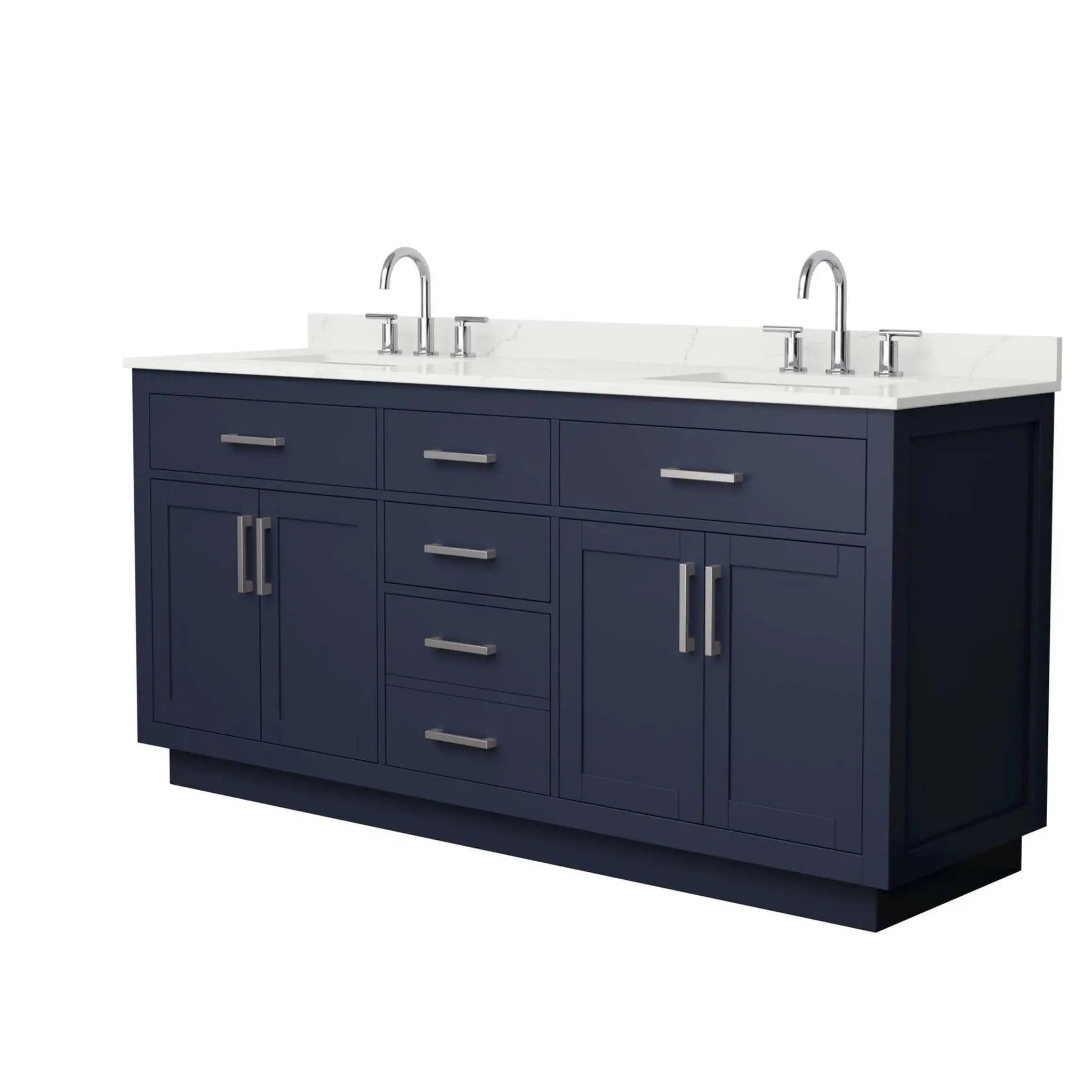 72" Beckett TK Beckett Double Bathroom Vanity with Toe Kick in Dark Blue with Brushed Nickel Trim by Wyndham
