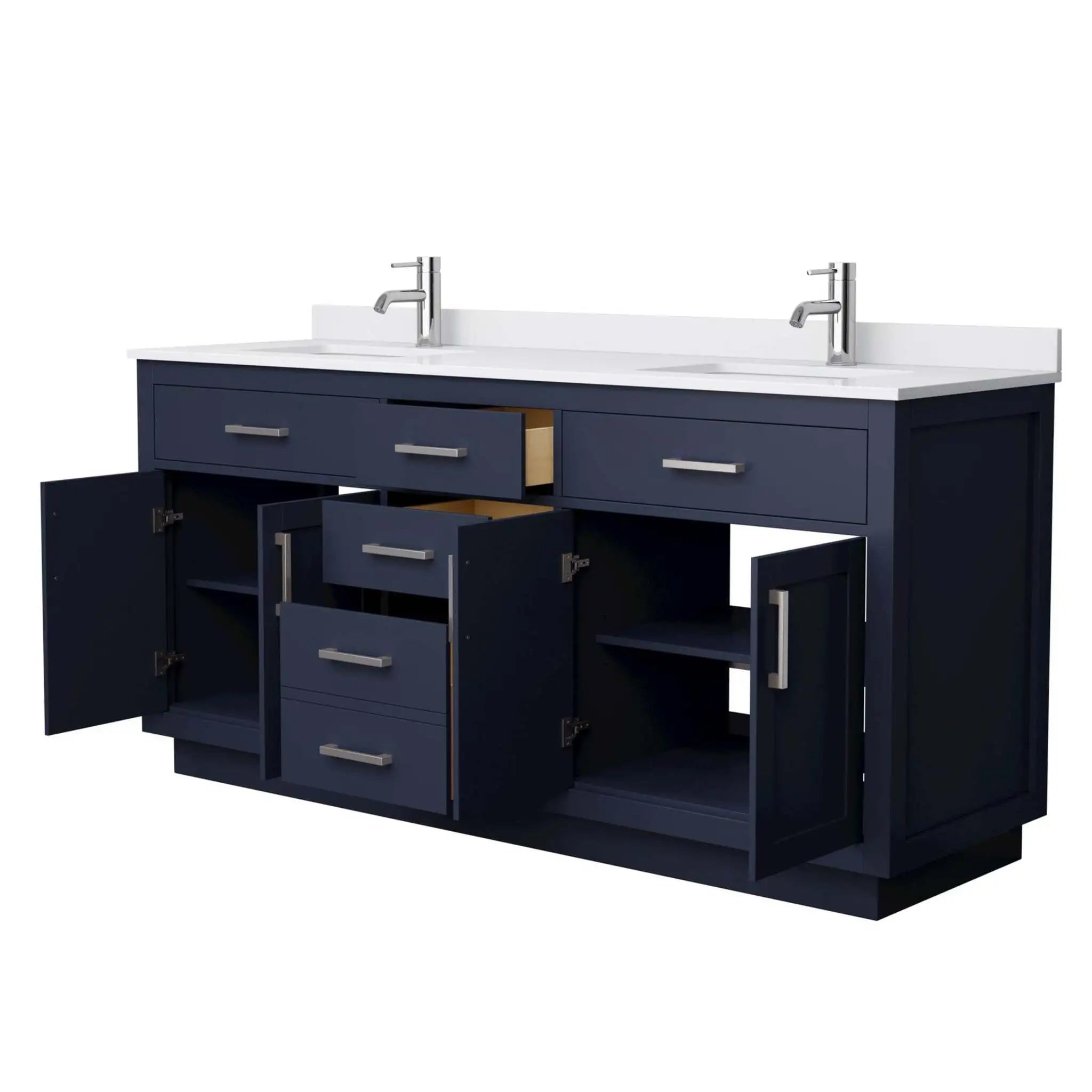 72" Beckett TK Beckett Double Bathroom Vanity with Toe Kick in Dark Blue with Brushed Nickel Trim by Wyndham
