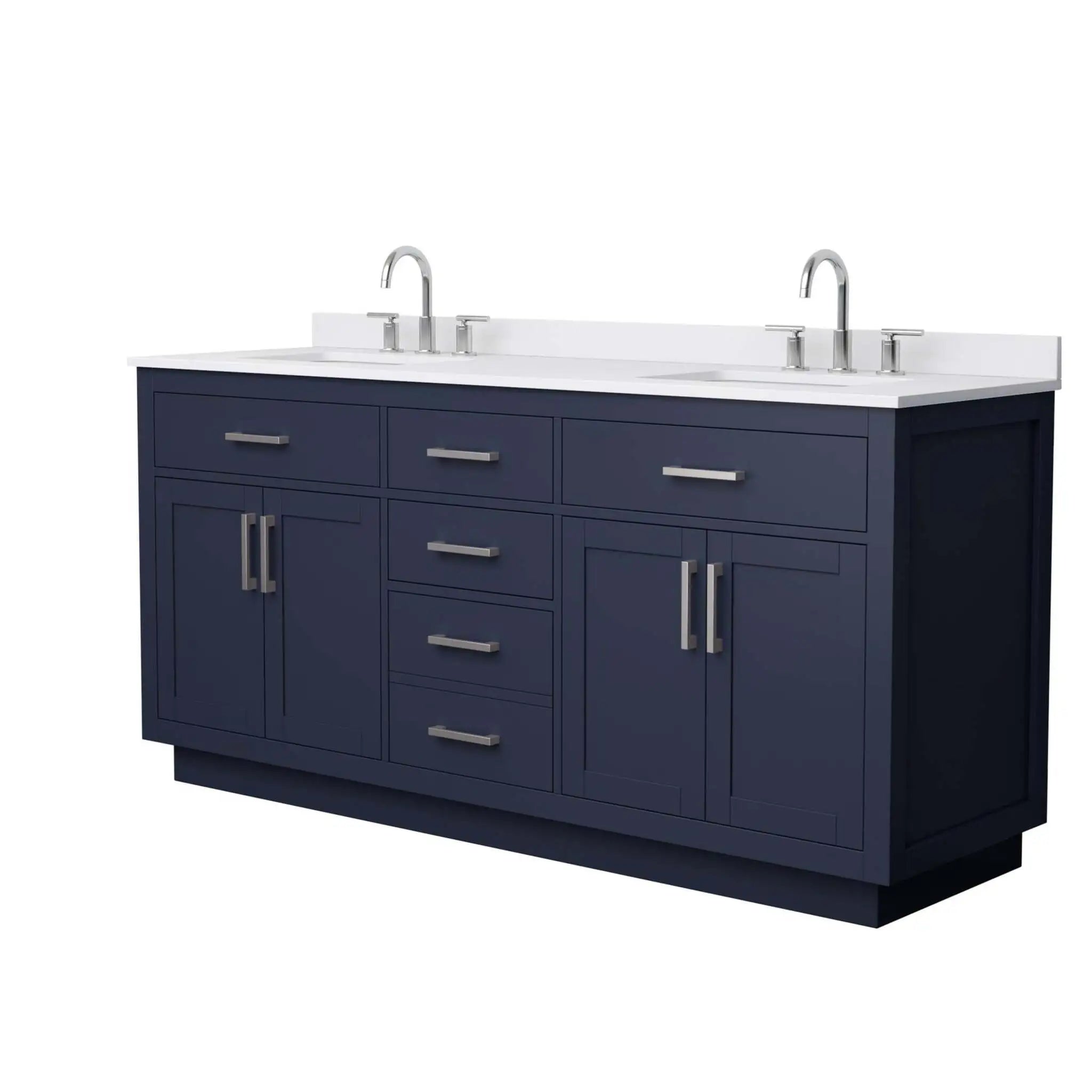 72" Beckett TK Beckett Double Bathroom Vanity with Toe Kick in Dark Blue with Brushed Nickel Trim by Wyndham
