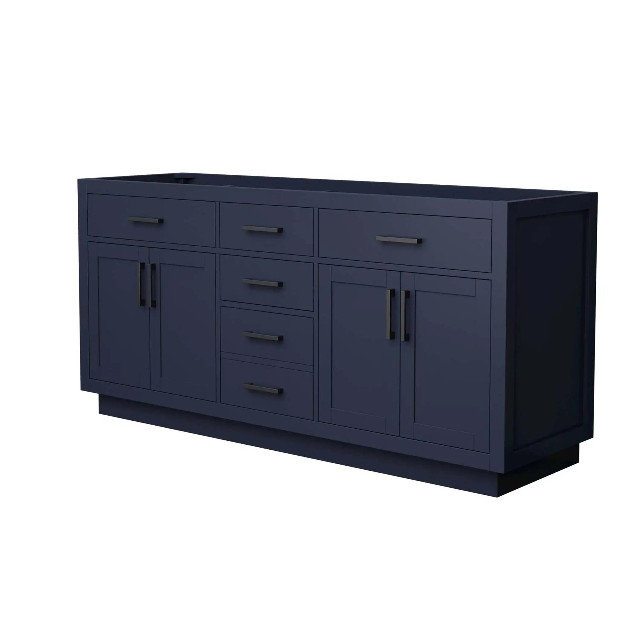 72" Beckett TK Beckett Double Bathroom Vanity with Toe Kick in Dark Blue with Matte Black Trim by Wyndham