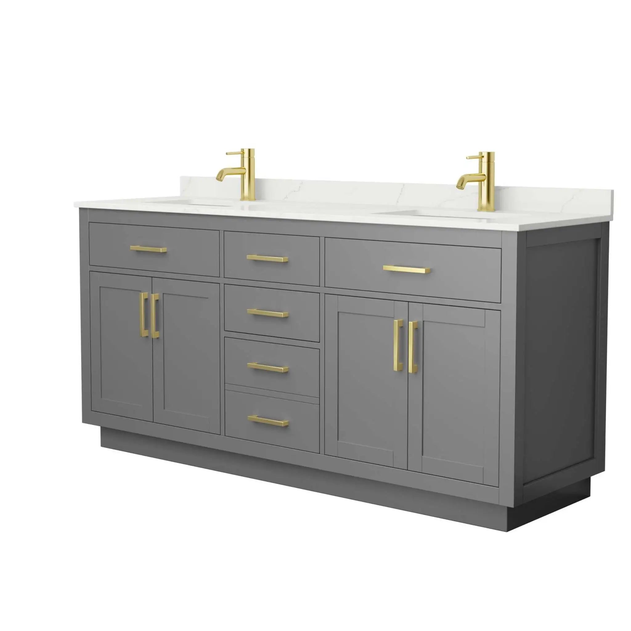 72" Beckett TK Beckett Double Bathroom Vanity with Toe Kick in Dark Gray with Brushed Gold Trim by Wyndham