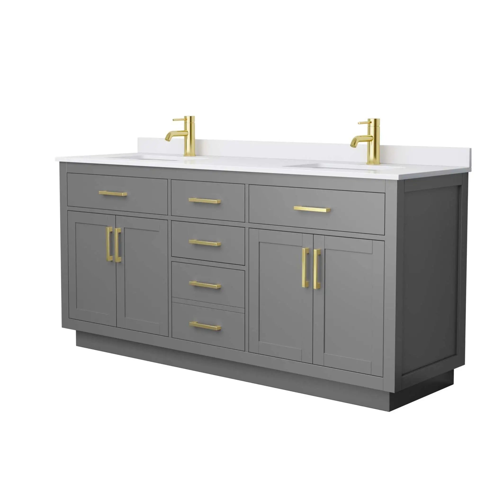 72" Beckett TK Beckett Double Bathroom Vanity with Toe Kick in Dark Gray with Brushed Gold Trim by Wyndham