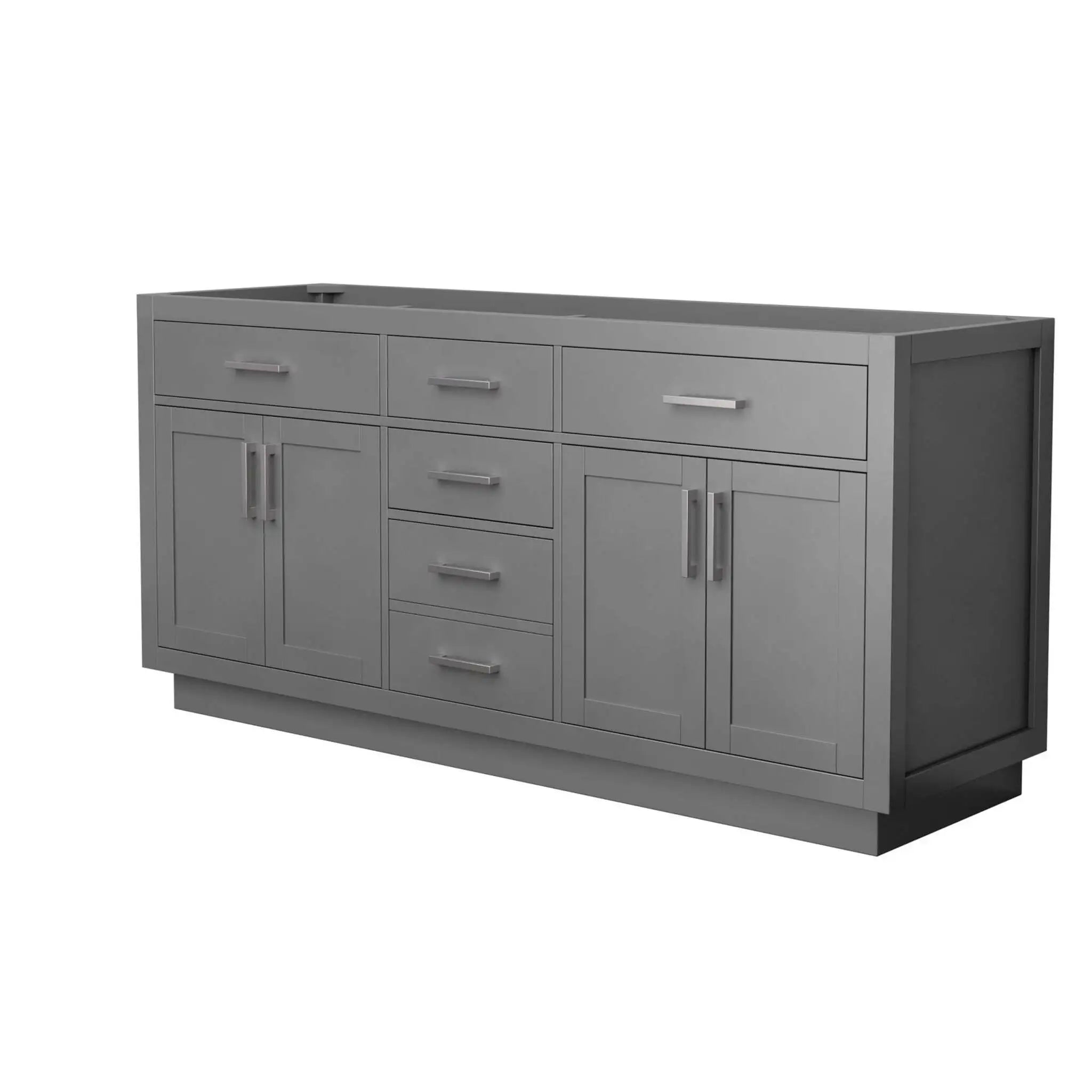 72" Beckett TK Beckett Double Bathroom Vanity with Toe Kick in Dark Gray with Brushed Nickel Trim by Wyndham