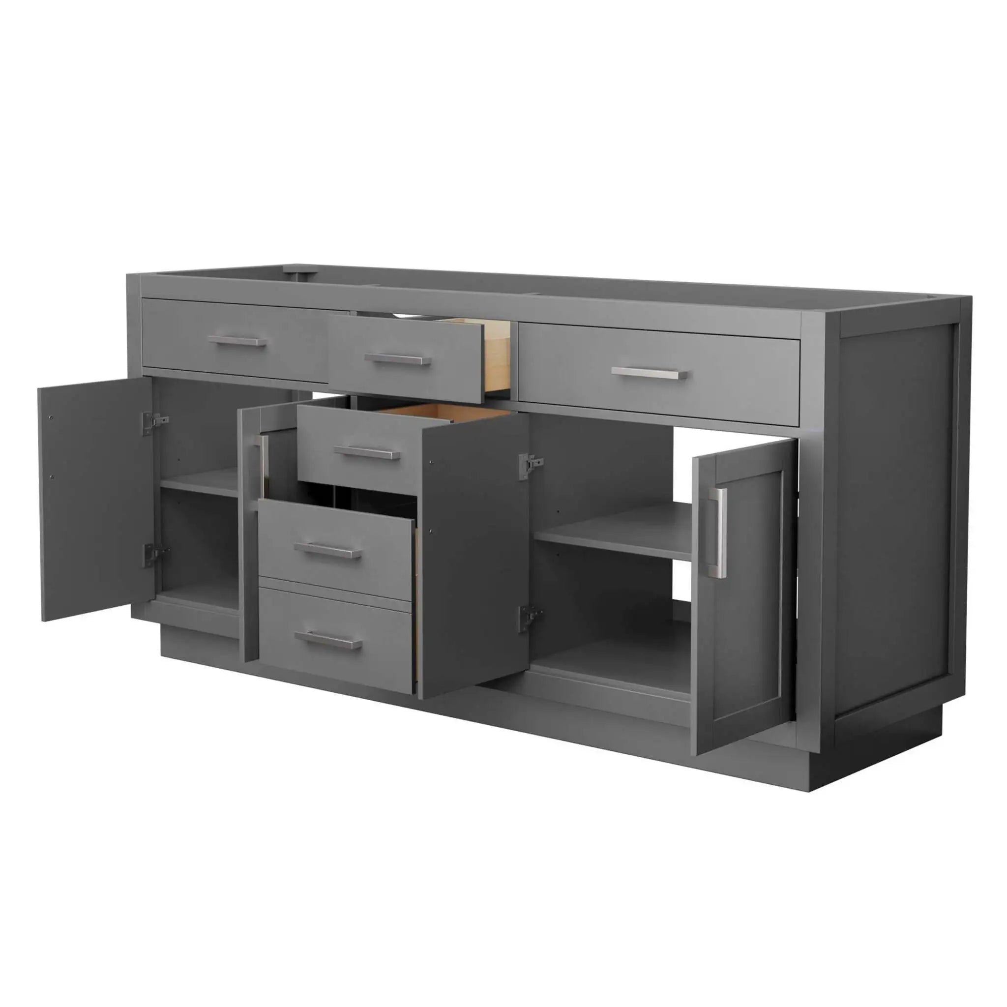 72" Beckett TK Beckett Double Bathroom Vanity with Toe Kick in Dark Gray with Brushed Nickel Trim by Wyndham