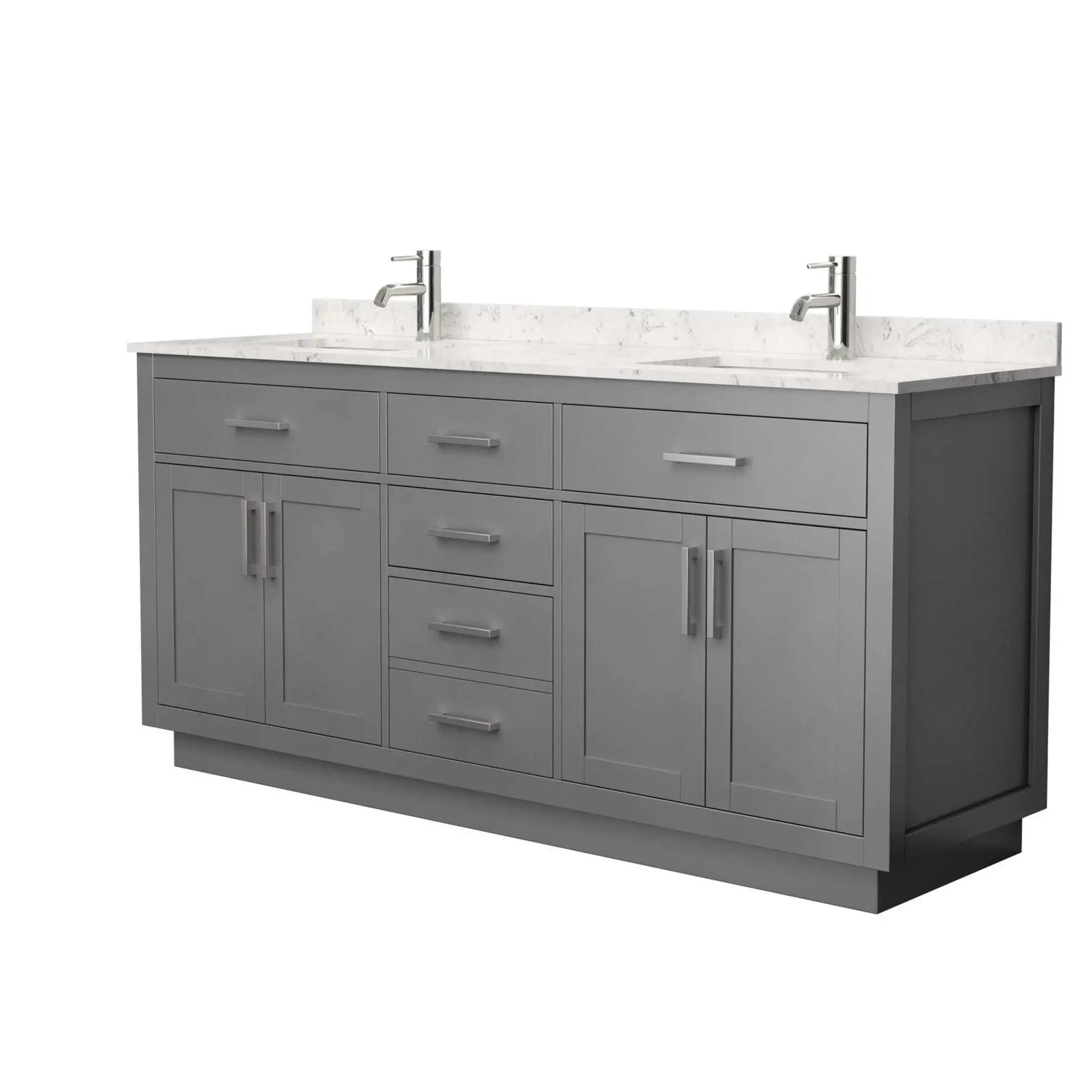 72" Beckett TK Beckett Double Bathroom Vanity with Toe Kick in Dark Gray with Brushed Nickel Trim by Wyndham