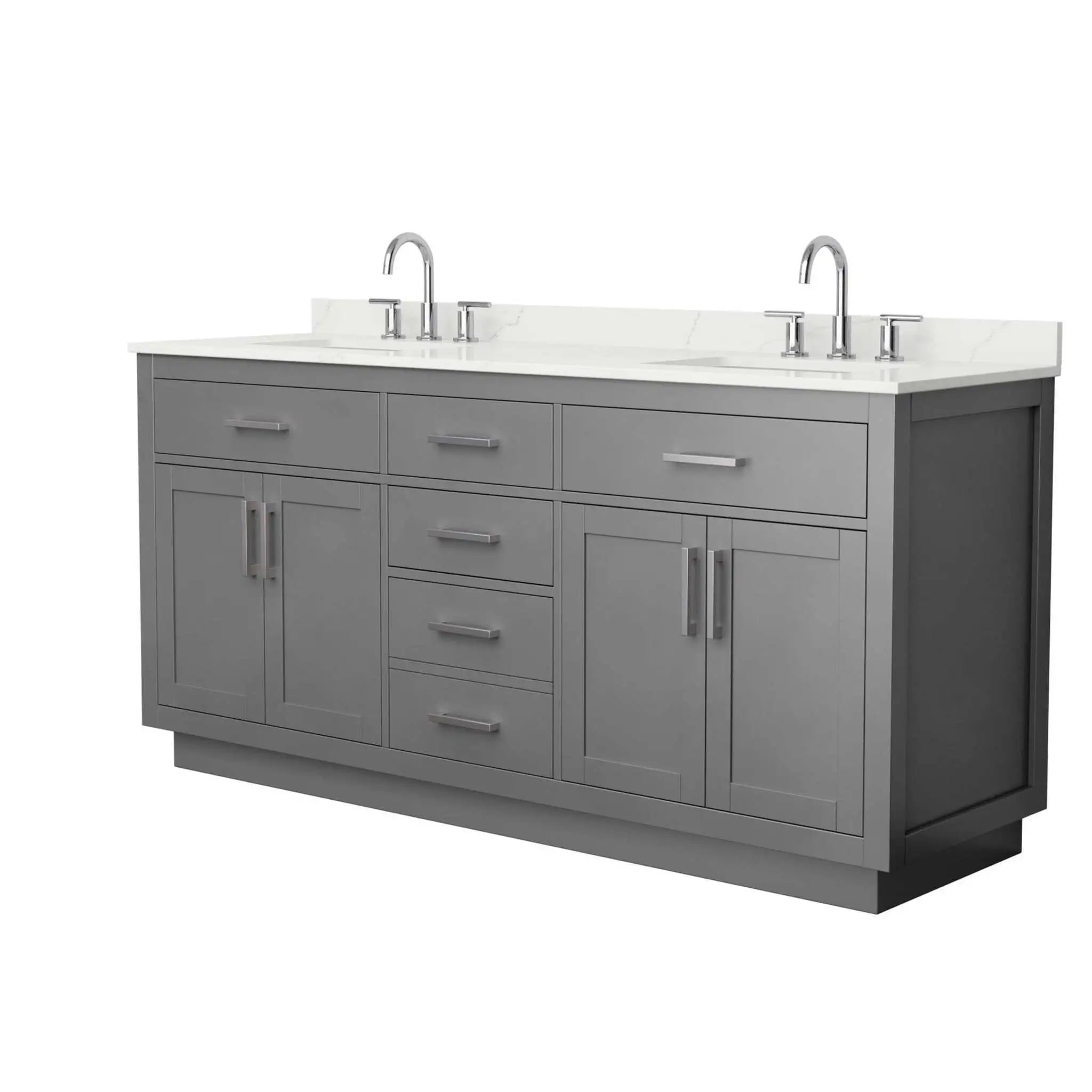 72" Beckett TK Beckett Double Bathroom Vanity with Toe Kick in Dark Gray with Brushed Nickel Trim by Wyndham