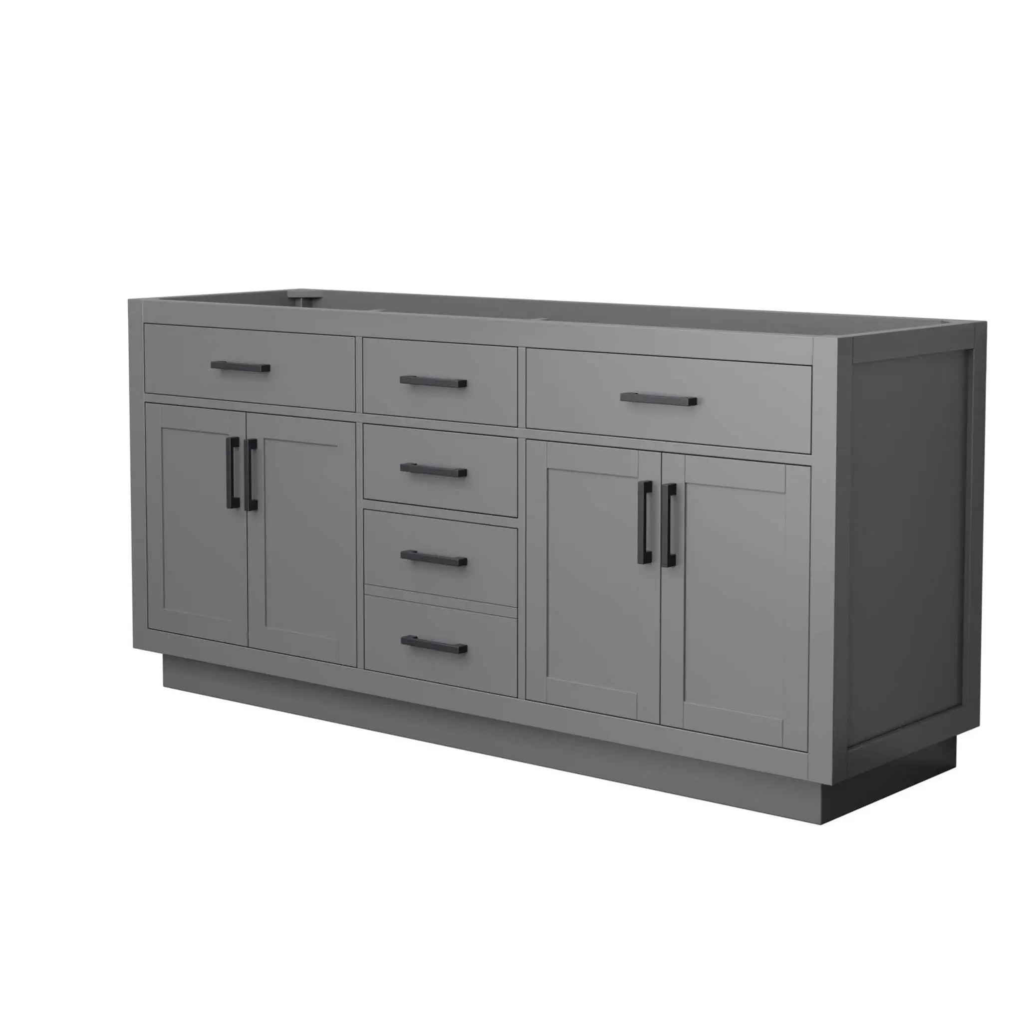 72" Beckett TK Beckett Double Bathroom Vanity with Toe Kick in Dark Gray with Matte Black Trim by Wyndham