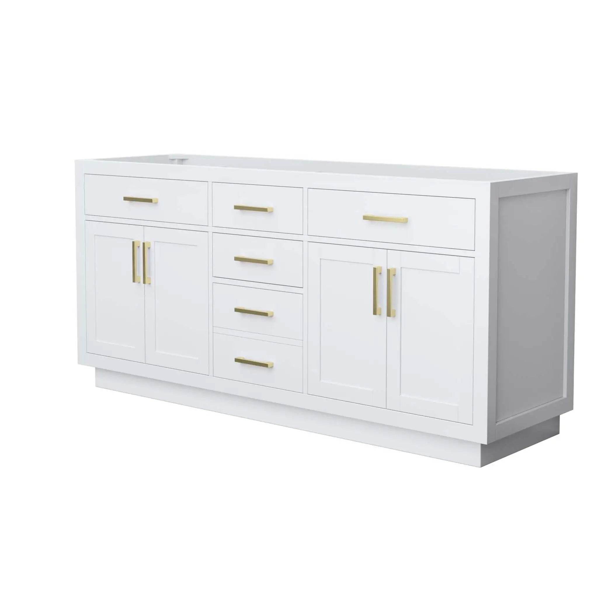 72" Beckett TK Beckett Double Bathroom Vanity with Toe Kick in White with Brushed Gold Trim by Wyndham