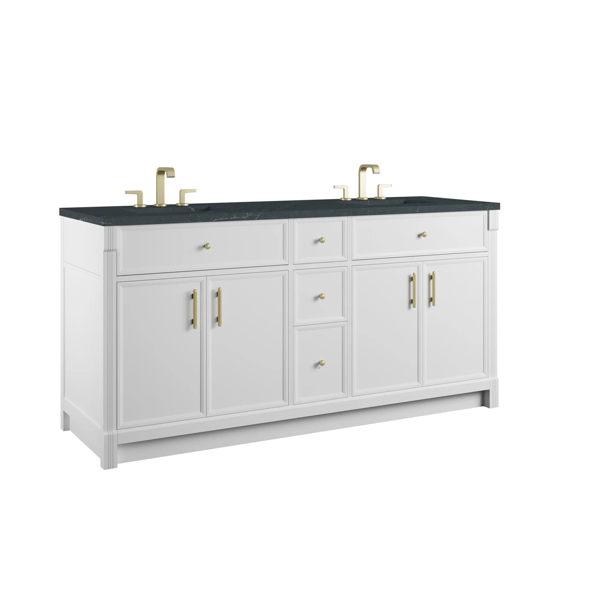72" Bellshire Double Vanity in Bright White by James Martin Vanities-Charcoal Soapstone Silestone 9