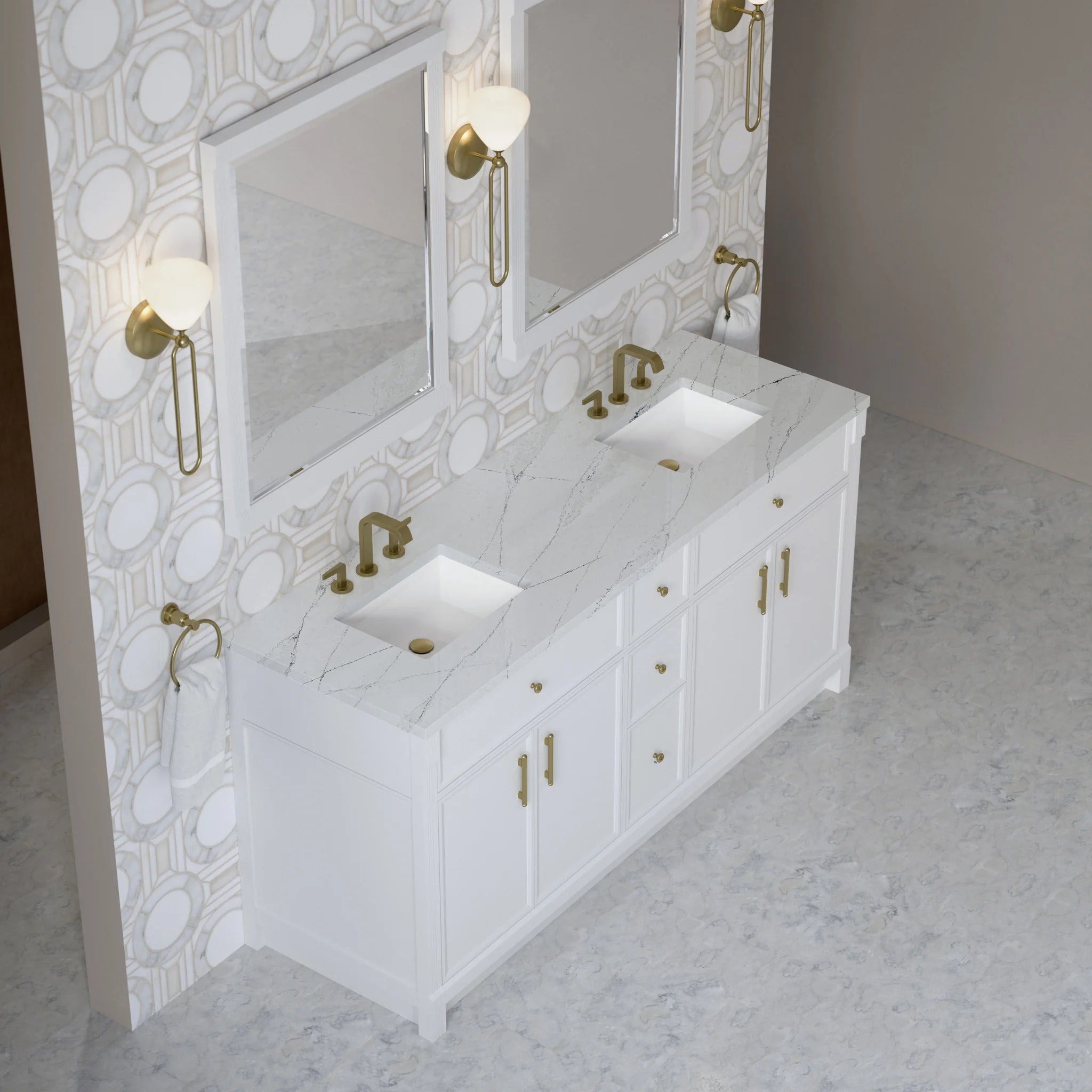 72" Bellshire Double Vanity in Bright White by James Martin Vanities-Ethereal Noctis Silestone 5
