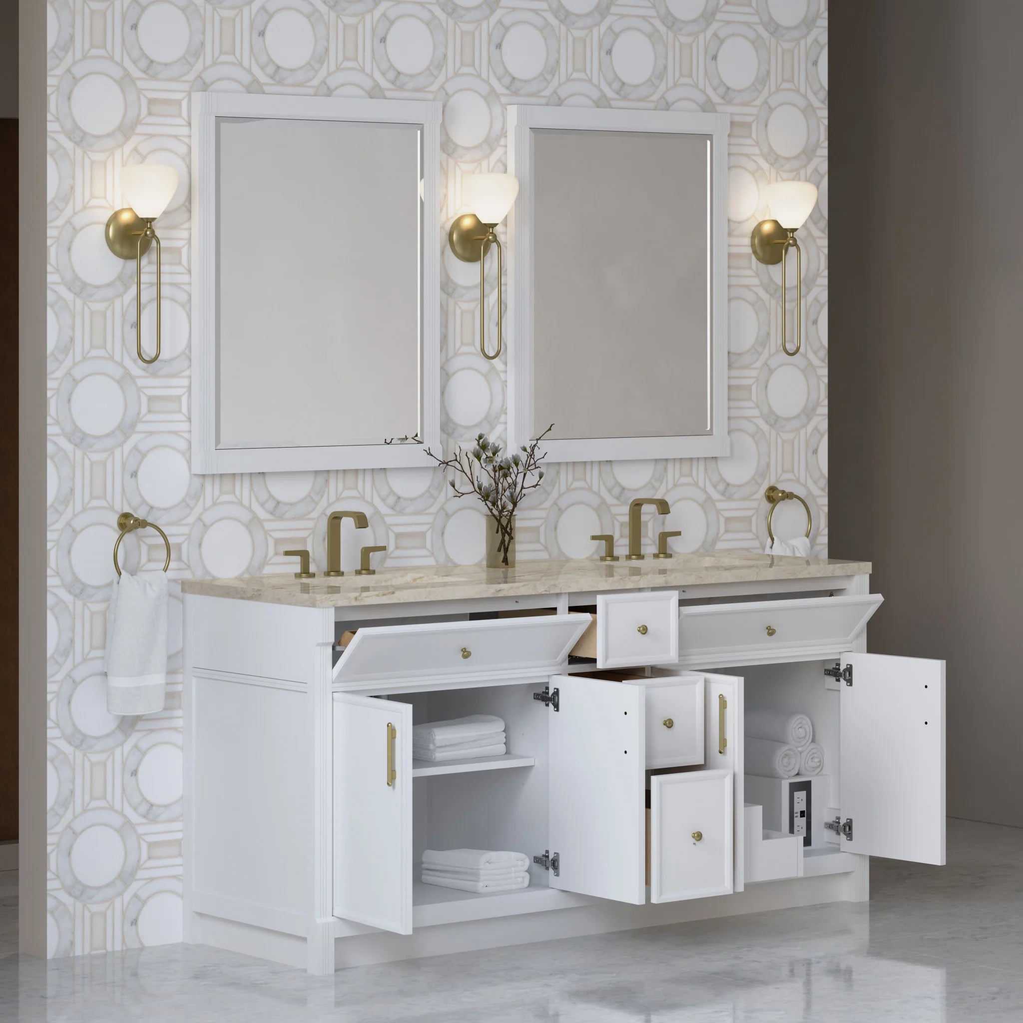 72" Bellshire Double Vanity in Bright White by James Martin Vanities-Tajnar Eclos 3