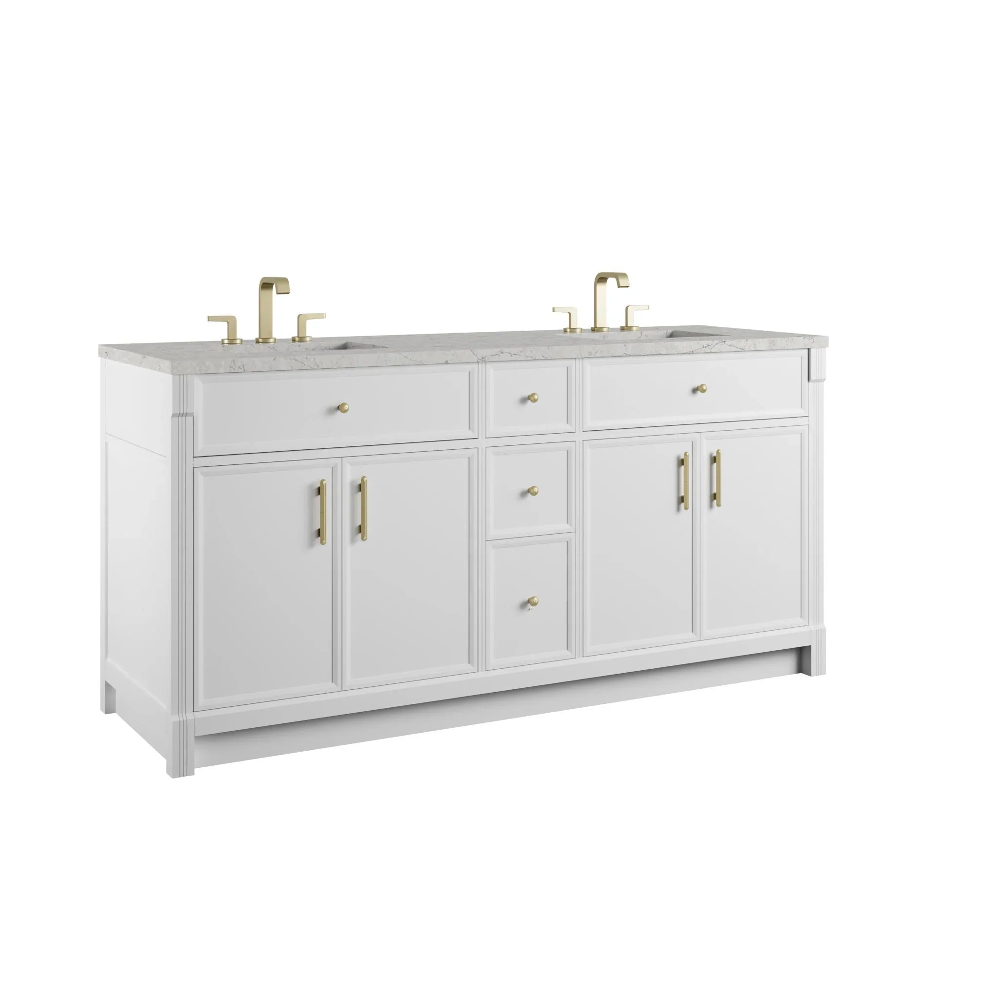 72" Bellshire Double Vanity in Bright White w/FreePower Wireless Charger by James Martin Vanities-Eternal Jasmine Pearl Silestone 10