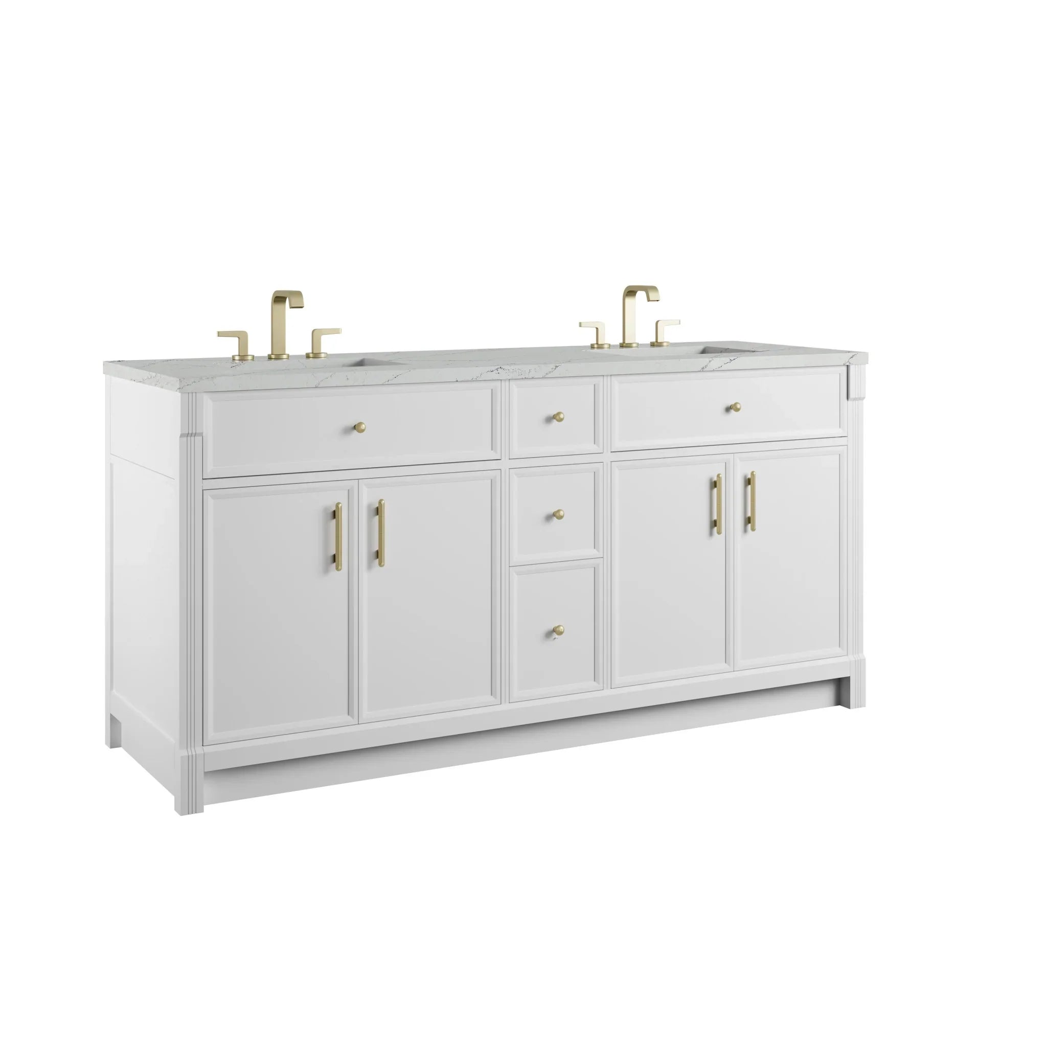 72" Bellshire Double Vanity in Bright White w/FreePower Wireless Charger by James Martin Vanities-Ethereal Noctis Silestone 10