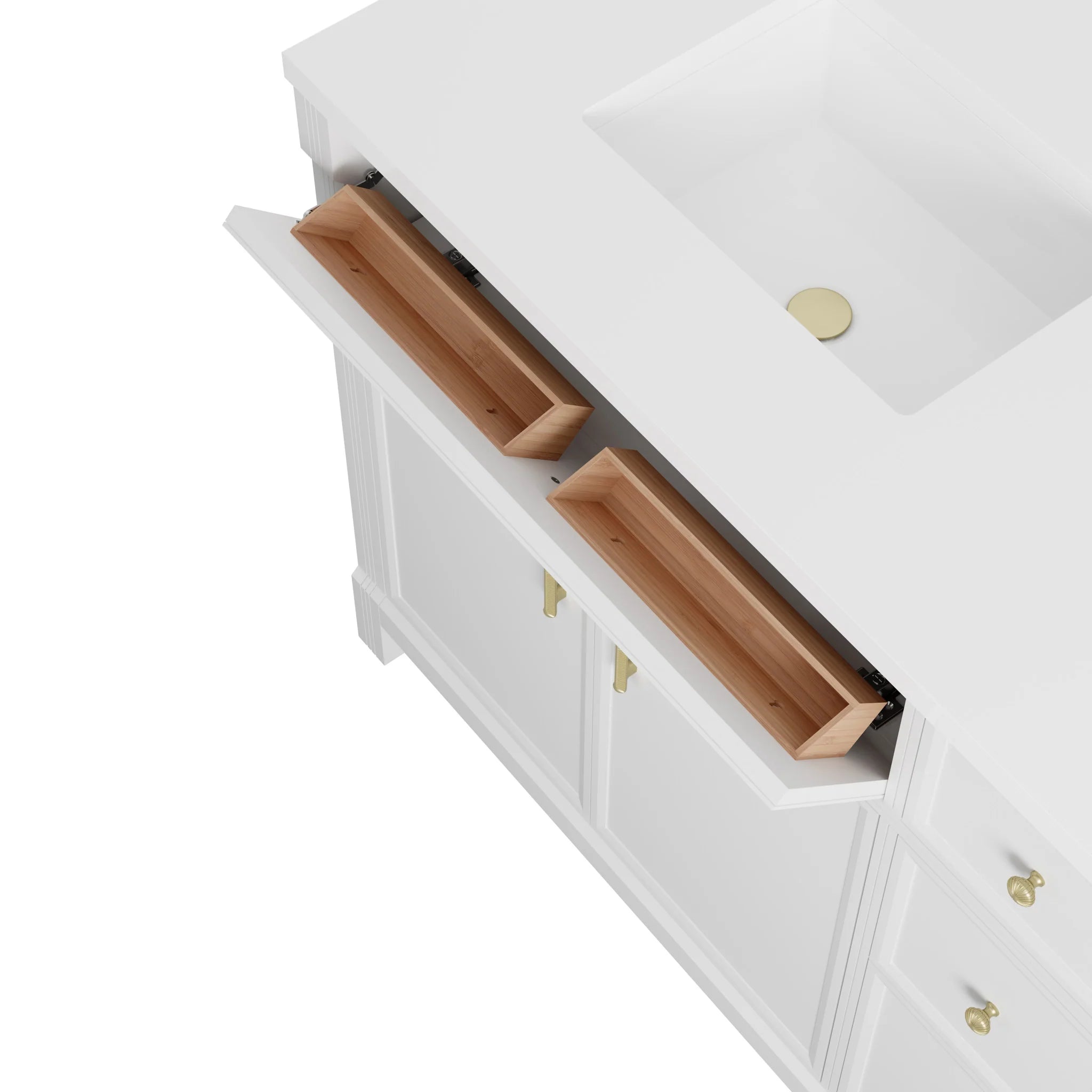 72" Bellshire Double Vanity in Bright White w/FreePower Wireless Charger by James Martin Vanities-Ethereal Noctis Silestone 16