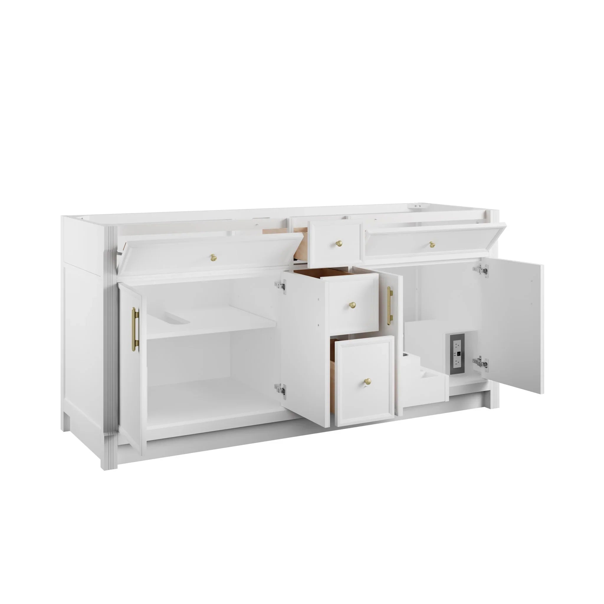 72" Bellshire Double Vanity in Bright White w/FreePower Wireless Charger by James Martin Vanities-Ethereal Noctis Silestone 6