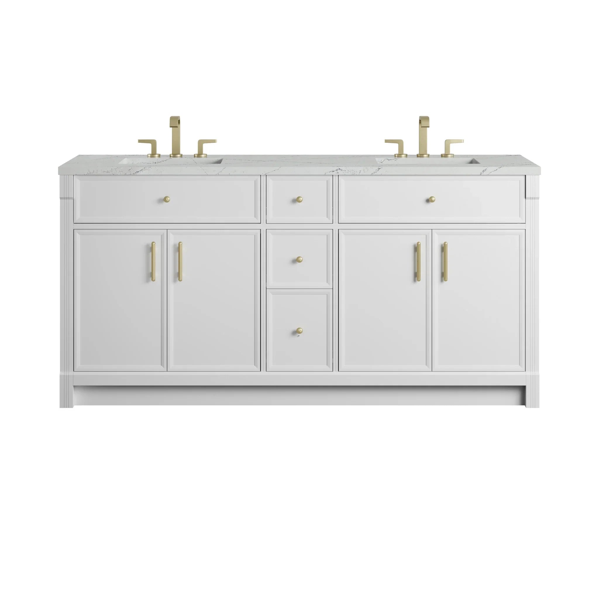 72" Bellshire Double Vanity in Bright White w/FreePower Wireless Charger by James Martin Vanities-Ethereal Noctis Silestone 