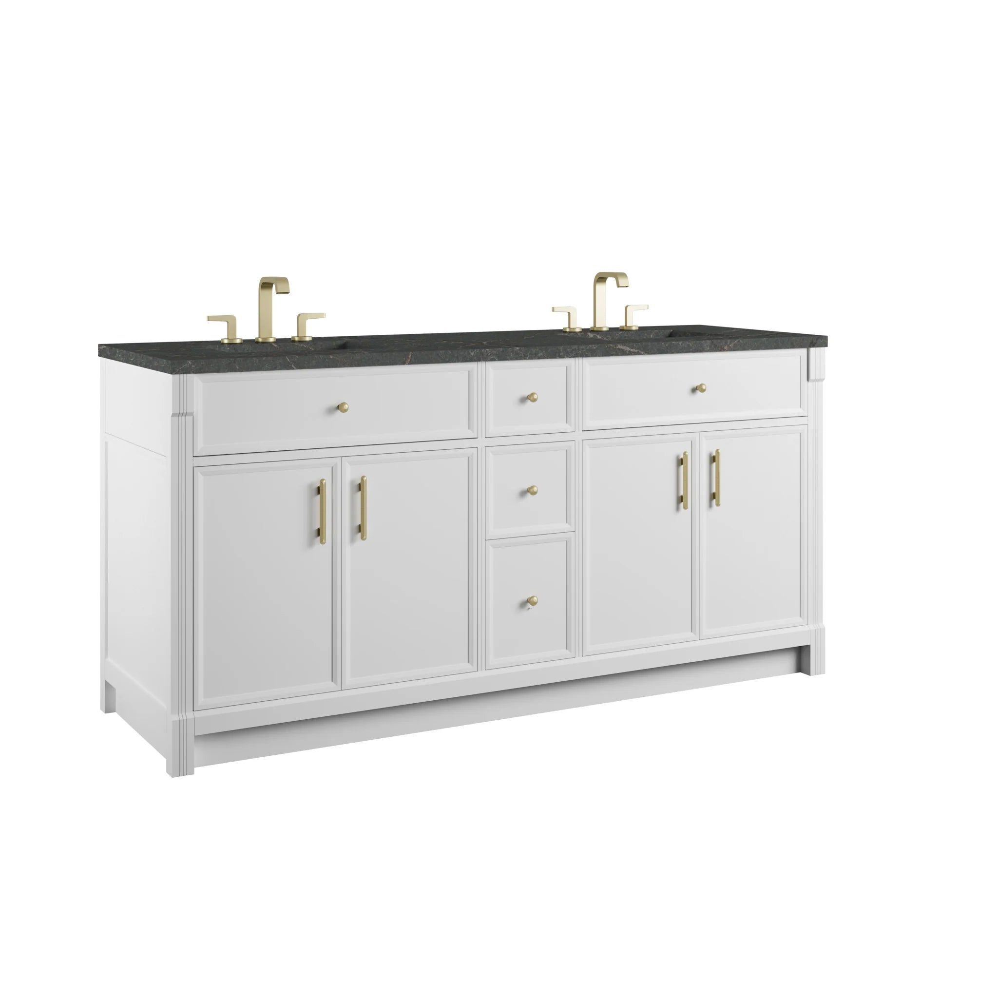 72" Bellshire Double Vanity in Bright White w/FreePower Wireless Charger by James Martin Vanities-Parisien Bleu Silestone 7