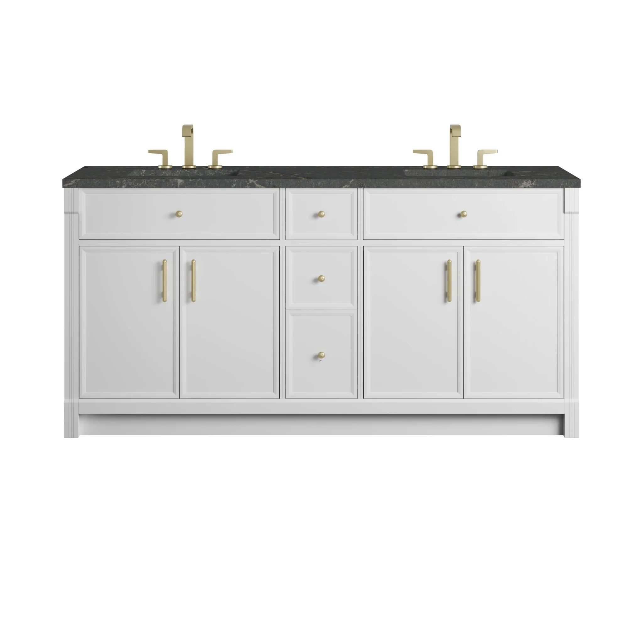 72" Bellshire Double Vanity in Bright White w/FreePower Wireless Charger by James Martin Vanities-Parisien Bleu Silestone 